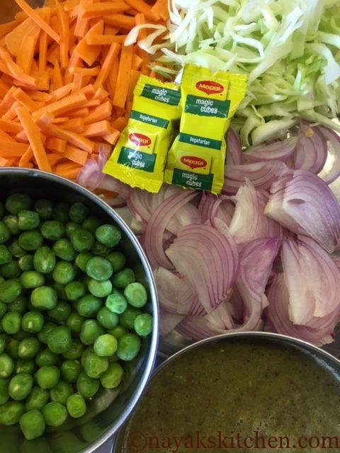 Ingredients of coriander stalks pulao