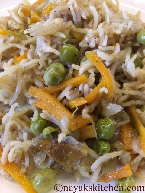 Close up of coriander stalks pulao