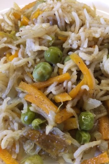Close up of coriander stalks pulao