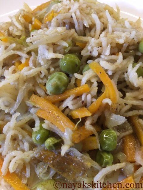 Close up of coriander stalks pulao