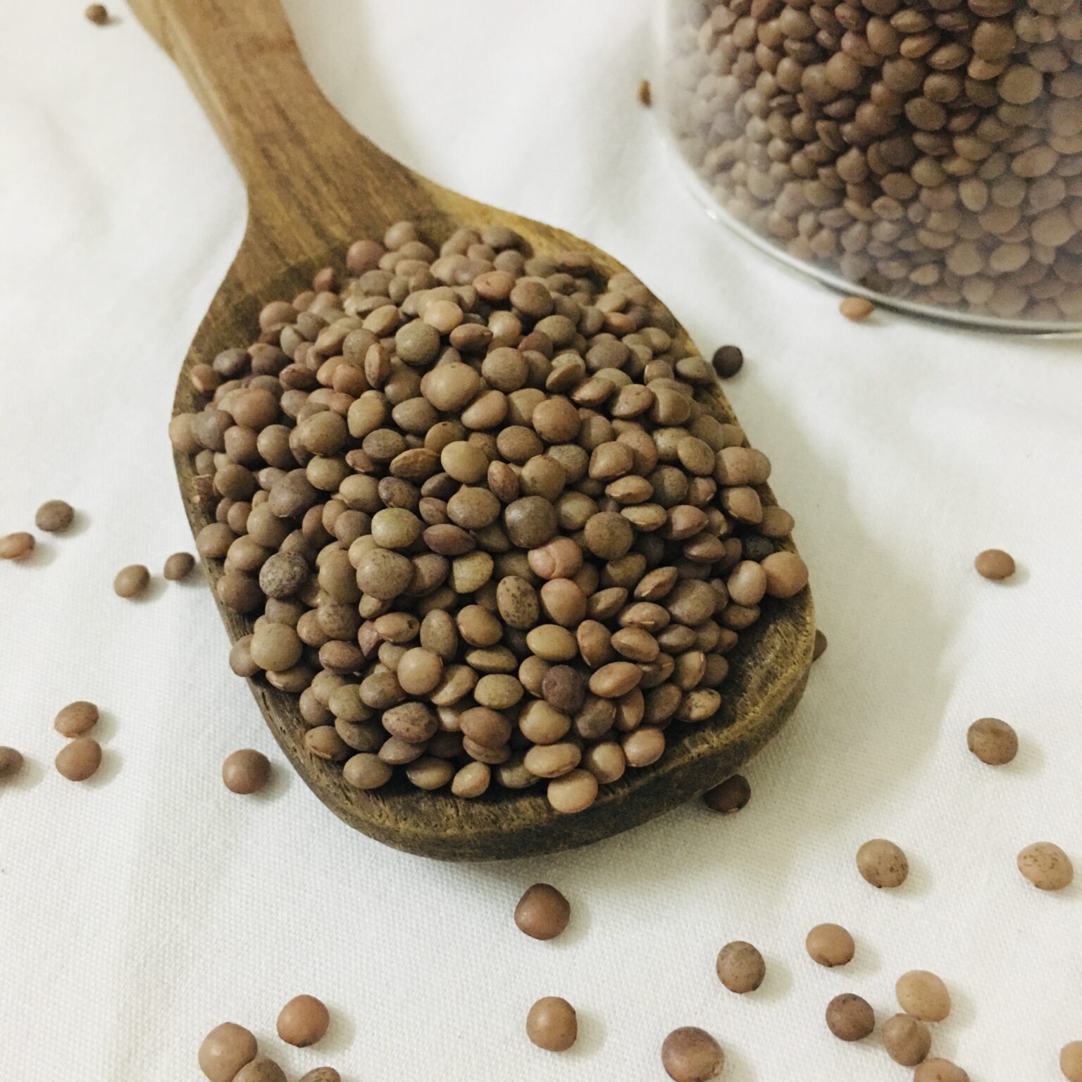 Masoor in a wooden spoon