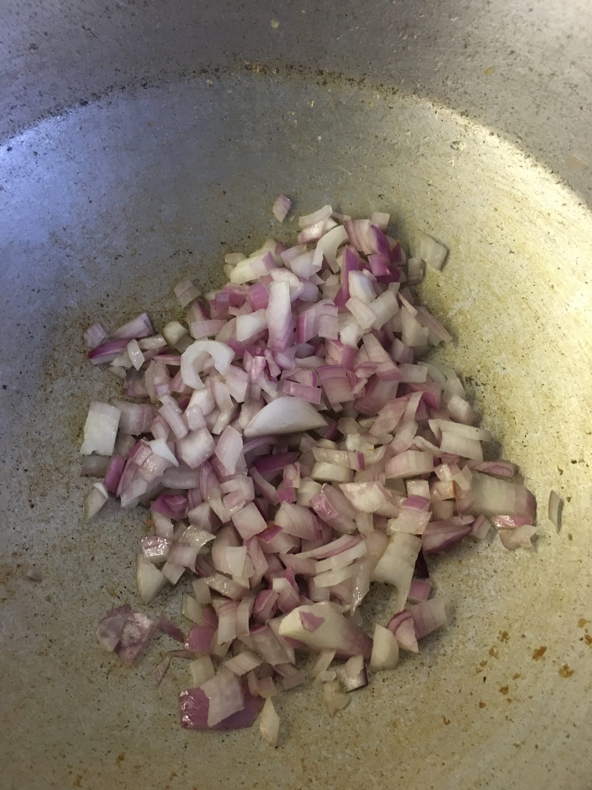 Frying finely chopped onion