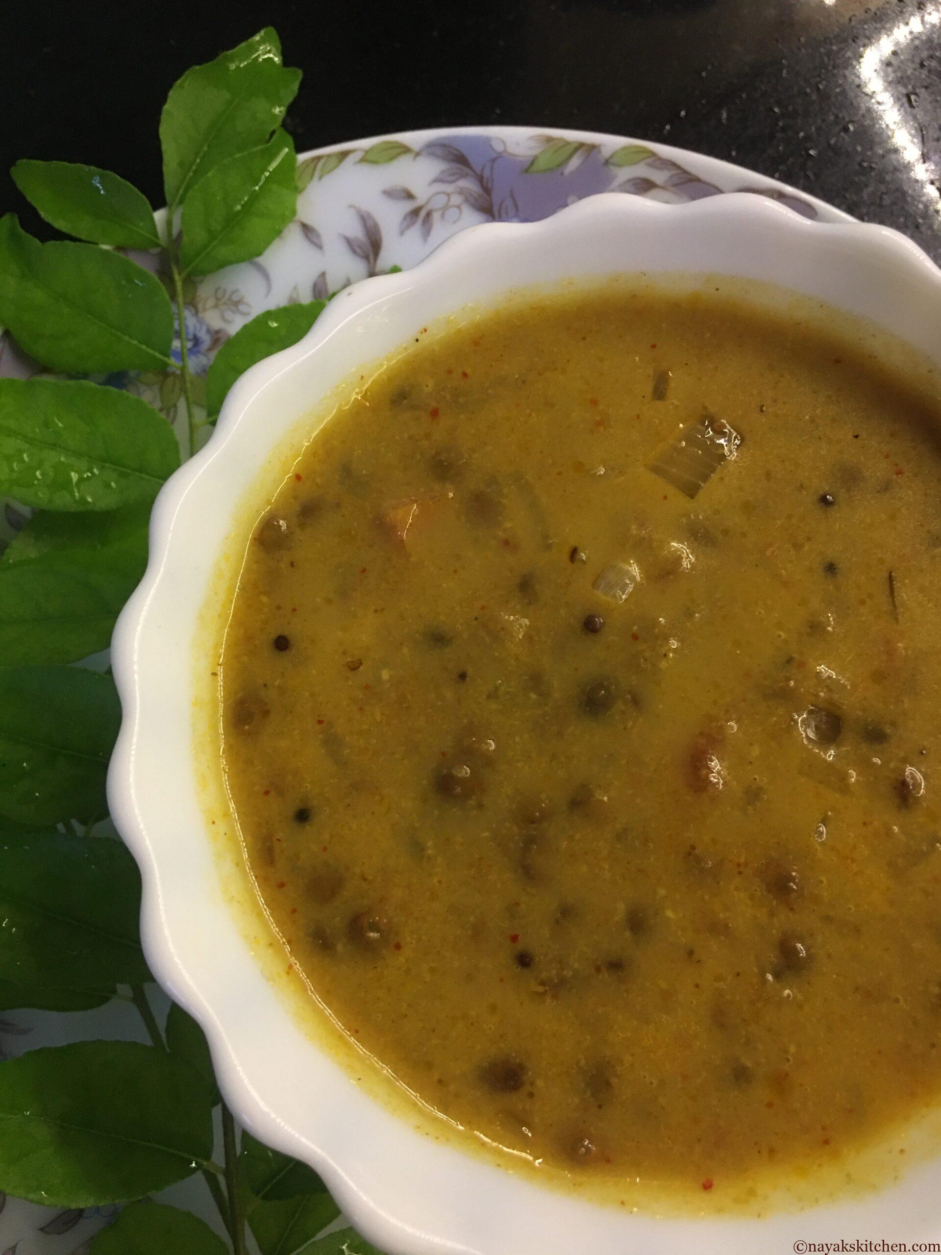 Close-up of masoor tonak served in a bowl