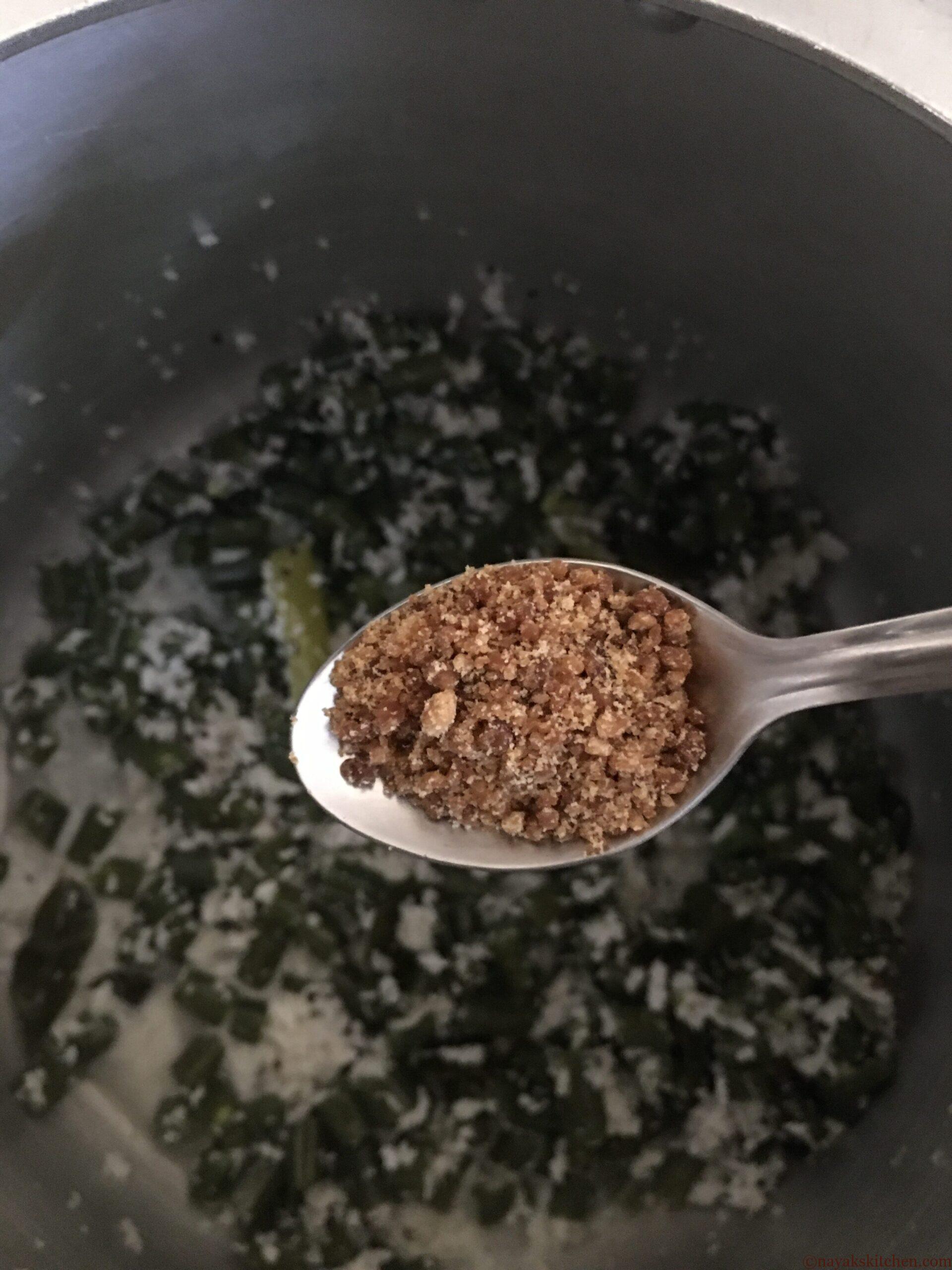 Adding jaggery