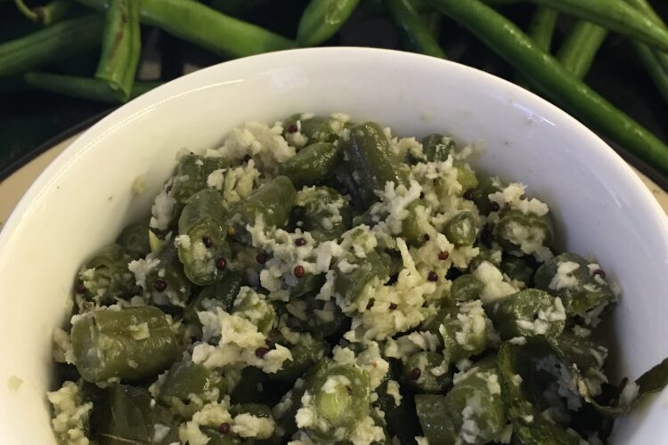 French Beans Sabzi/Val Papdichi Bhaji served in a bowl