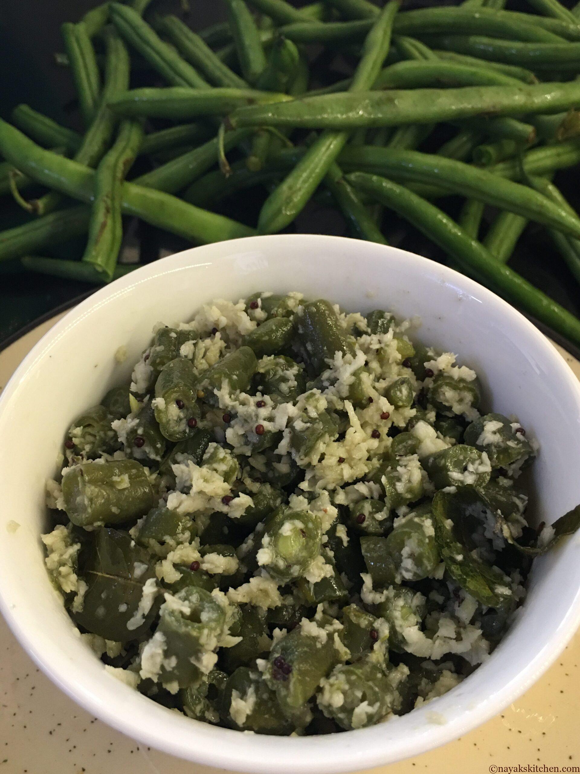 French Beans Sabzi/Val Papdichi Bhaji served in a bowl