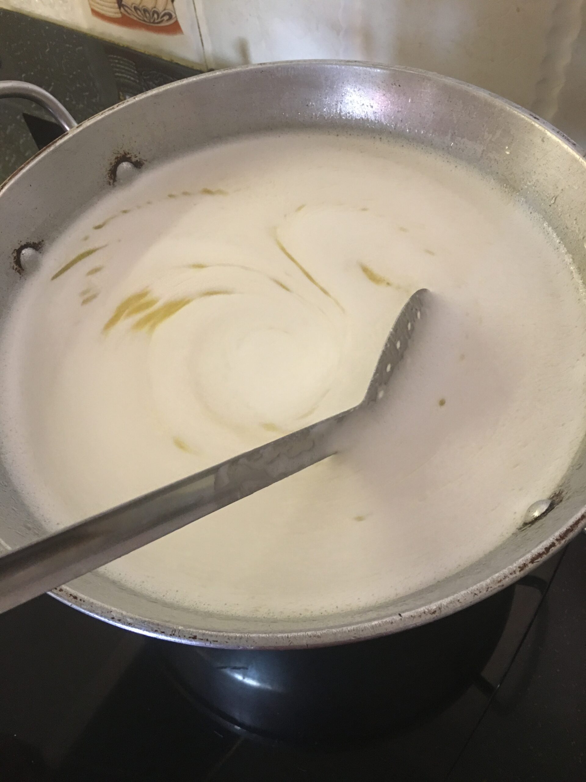 Melted butter forming foam on the surface