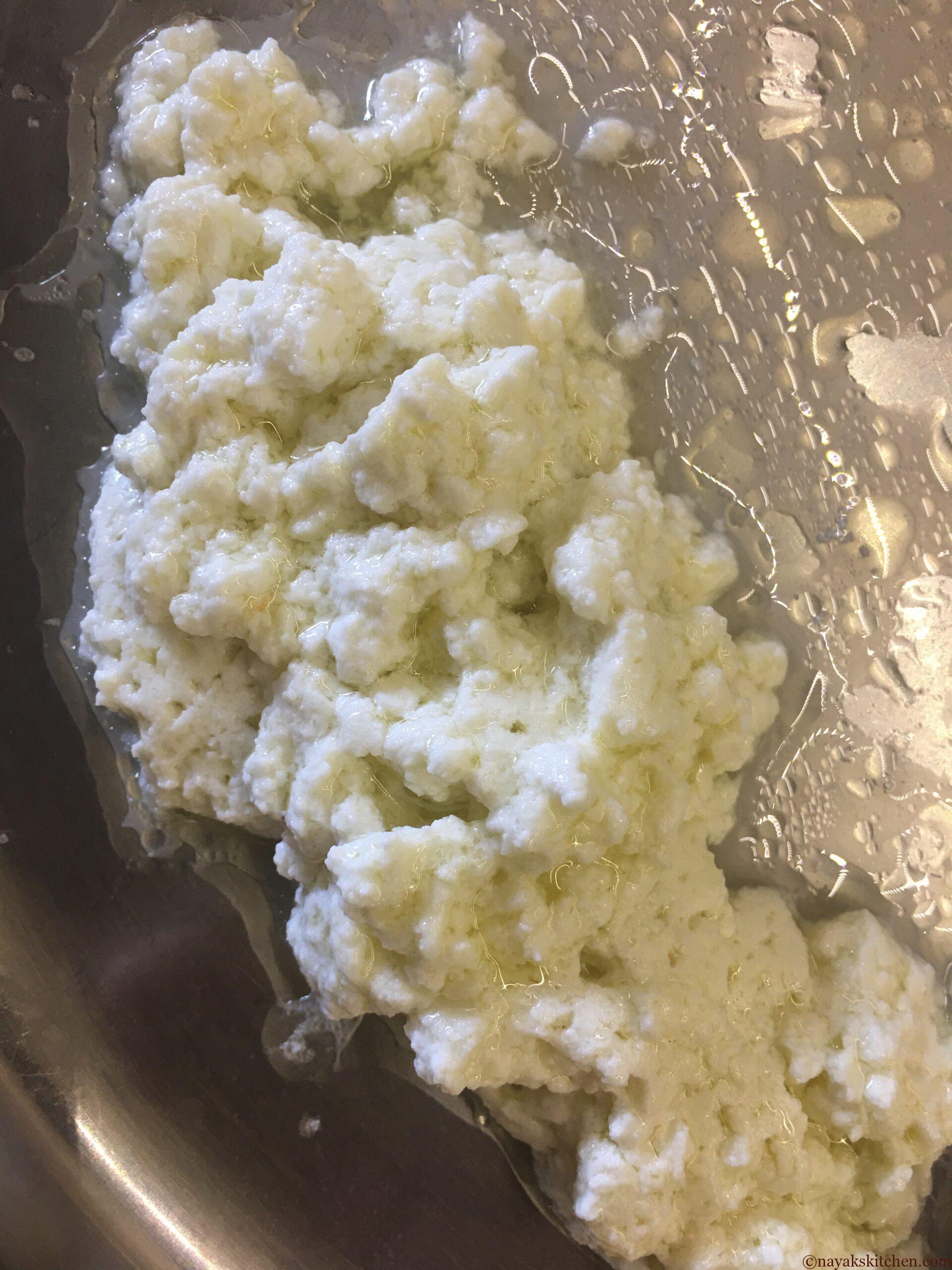 Milk solids residue collected in a plate