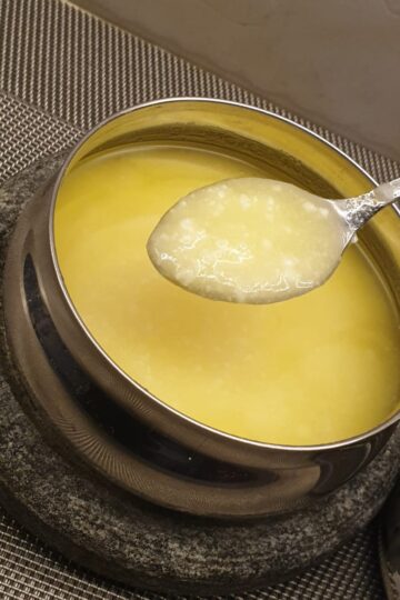Homemade ghee in a bowl