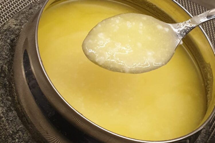 Homemade ghee in a bowl