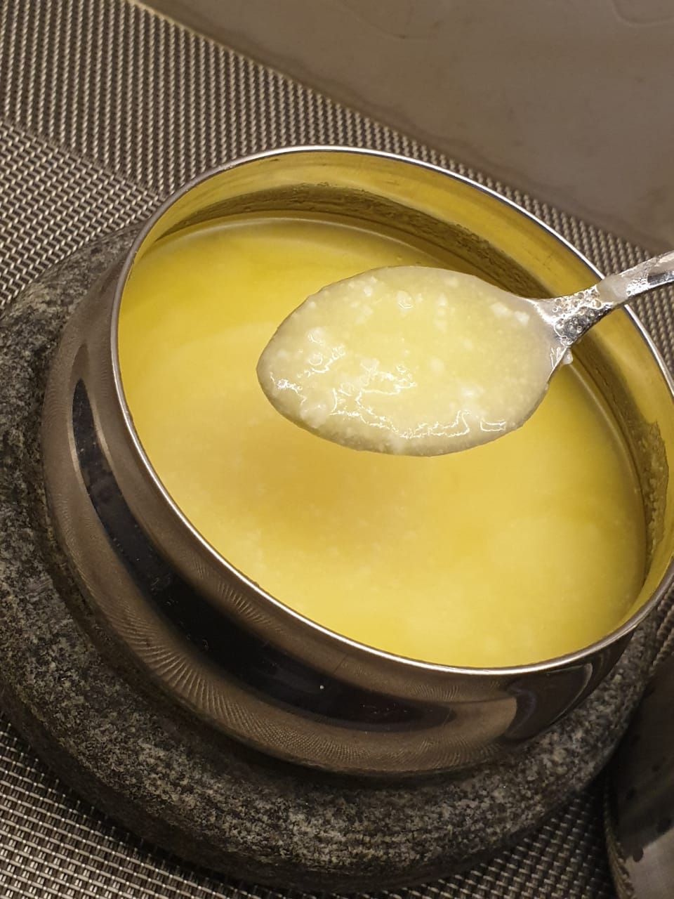 Homemade ghee in a bowl