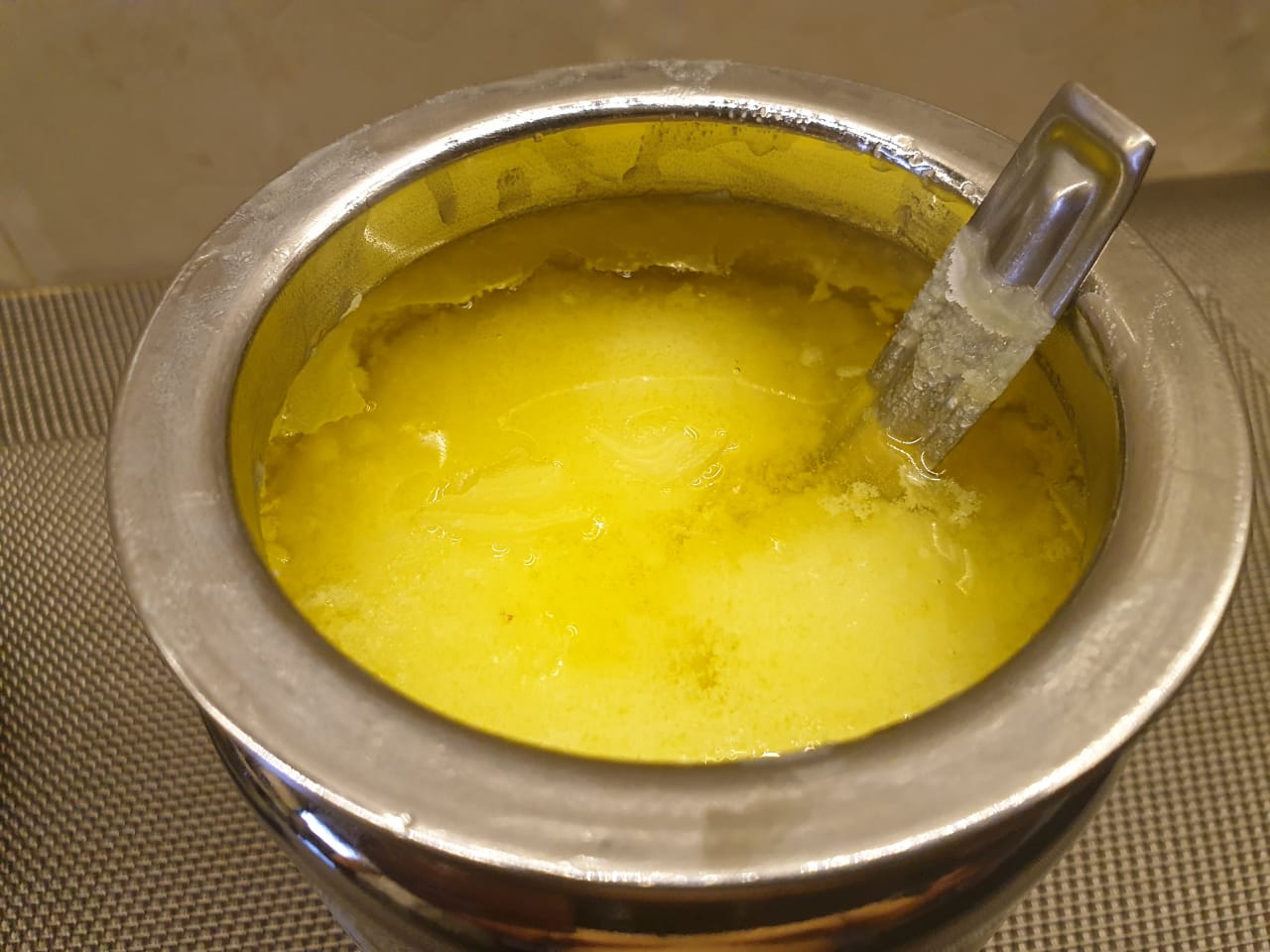 Closeup of pure homemade ghee