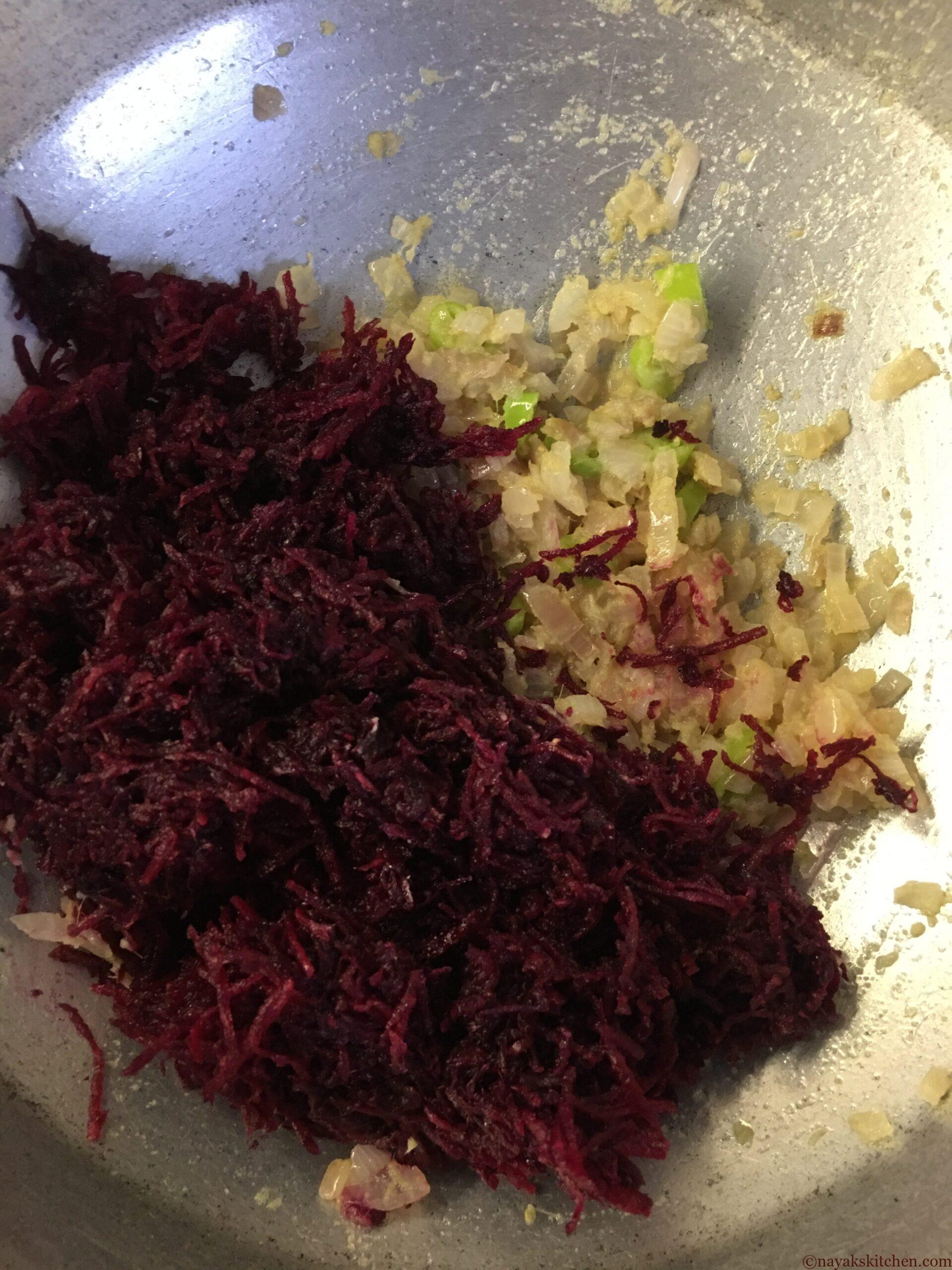 Adding grated beetroot