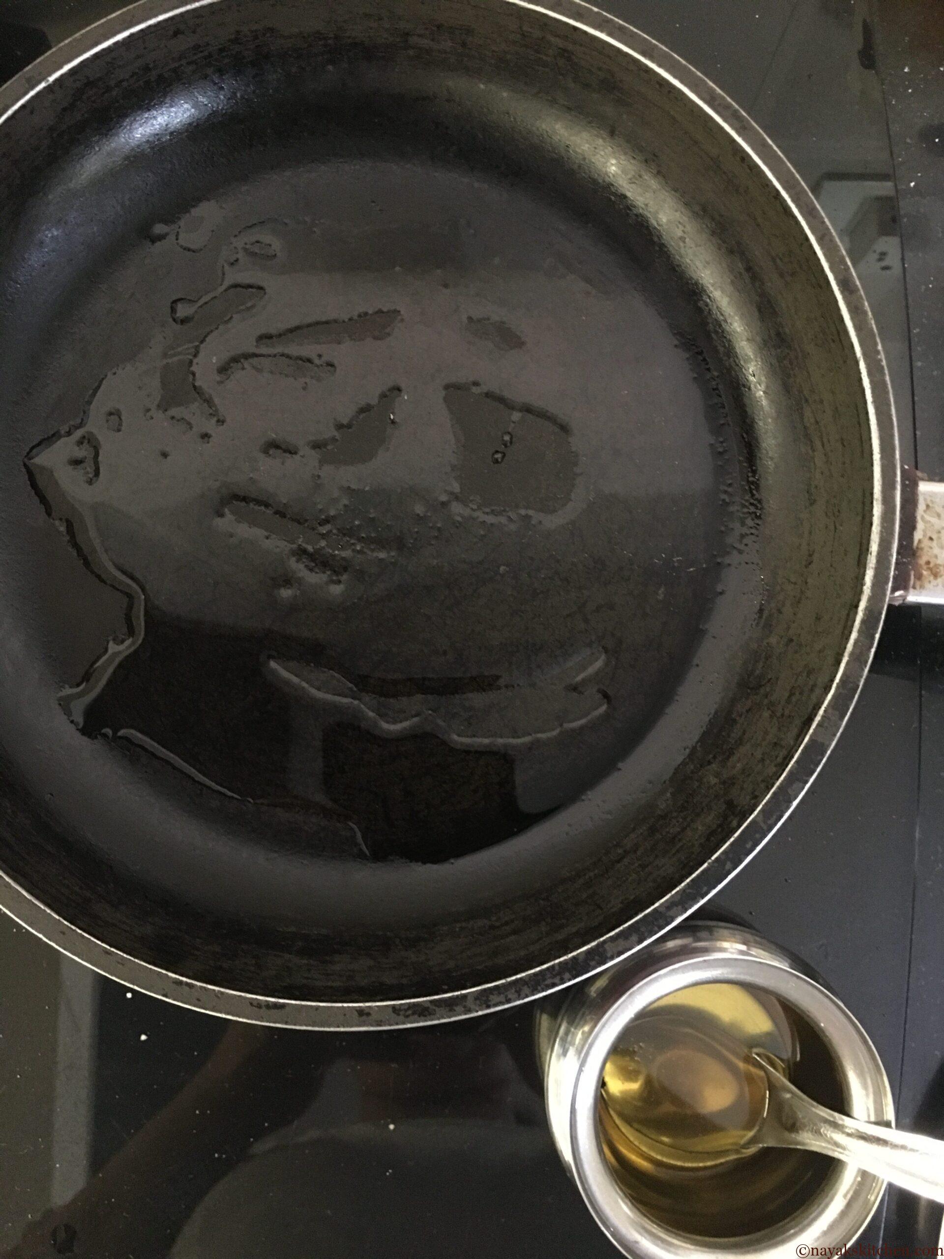 Heating oil in a non-stick pan