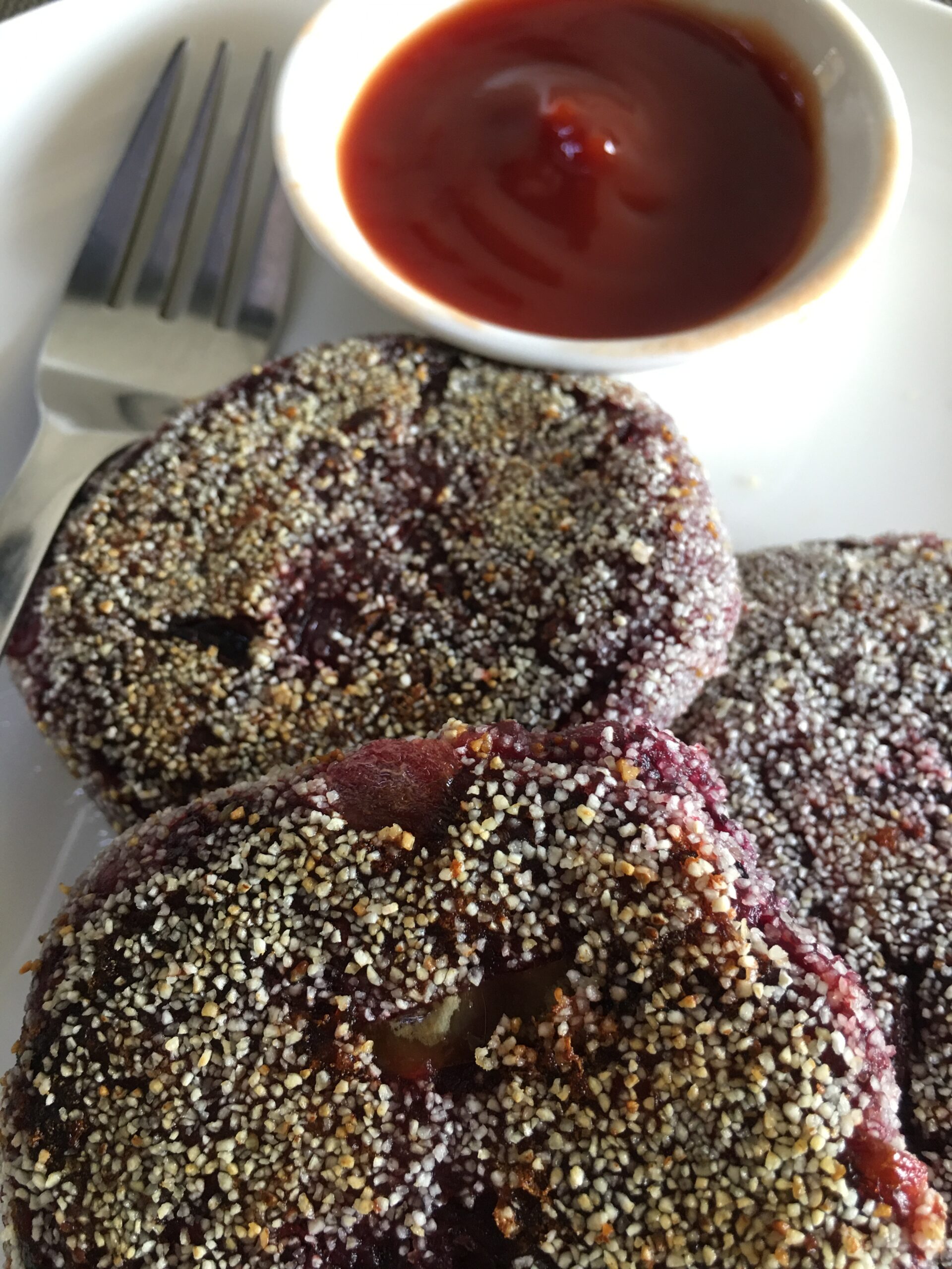 Tasty beetroot cutlets served in a plate