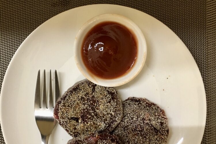 Perfect beetroot cutlets served in white plate