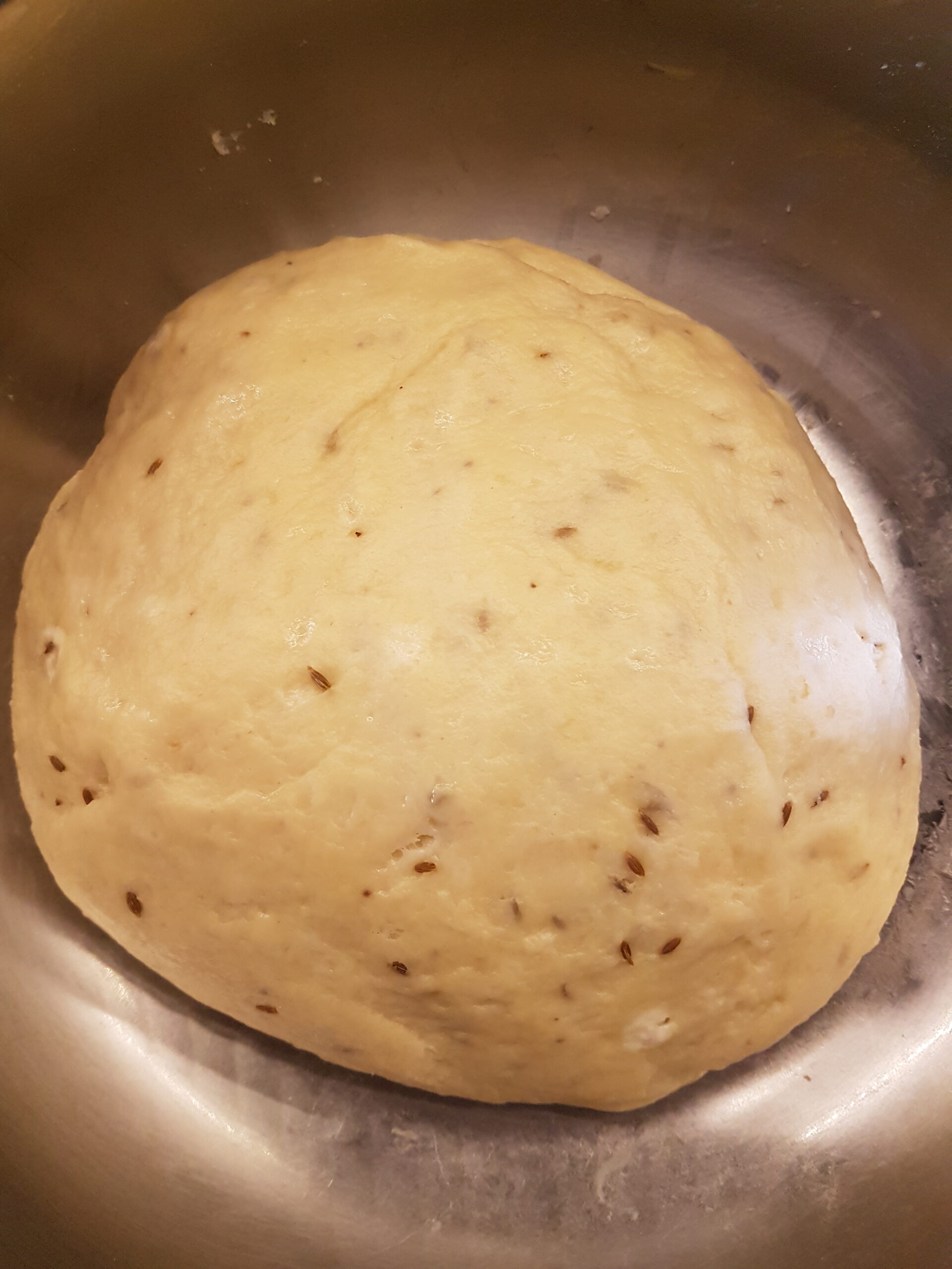 Risen and fermented dough