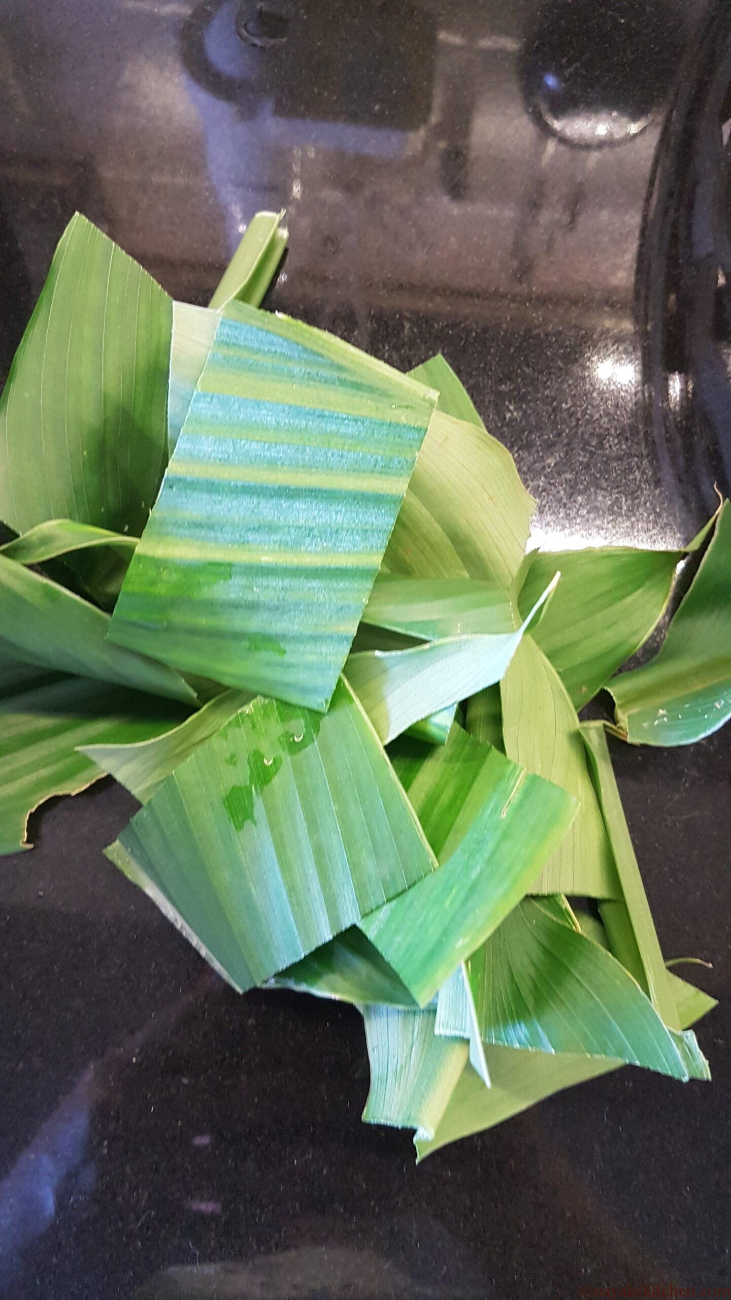 Trimmed ends of turmeric leaves
