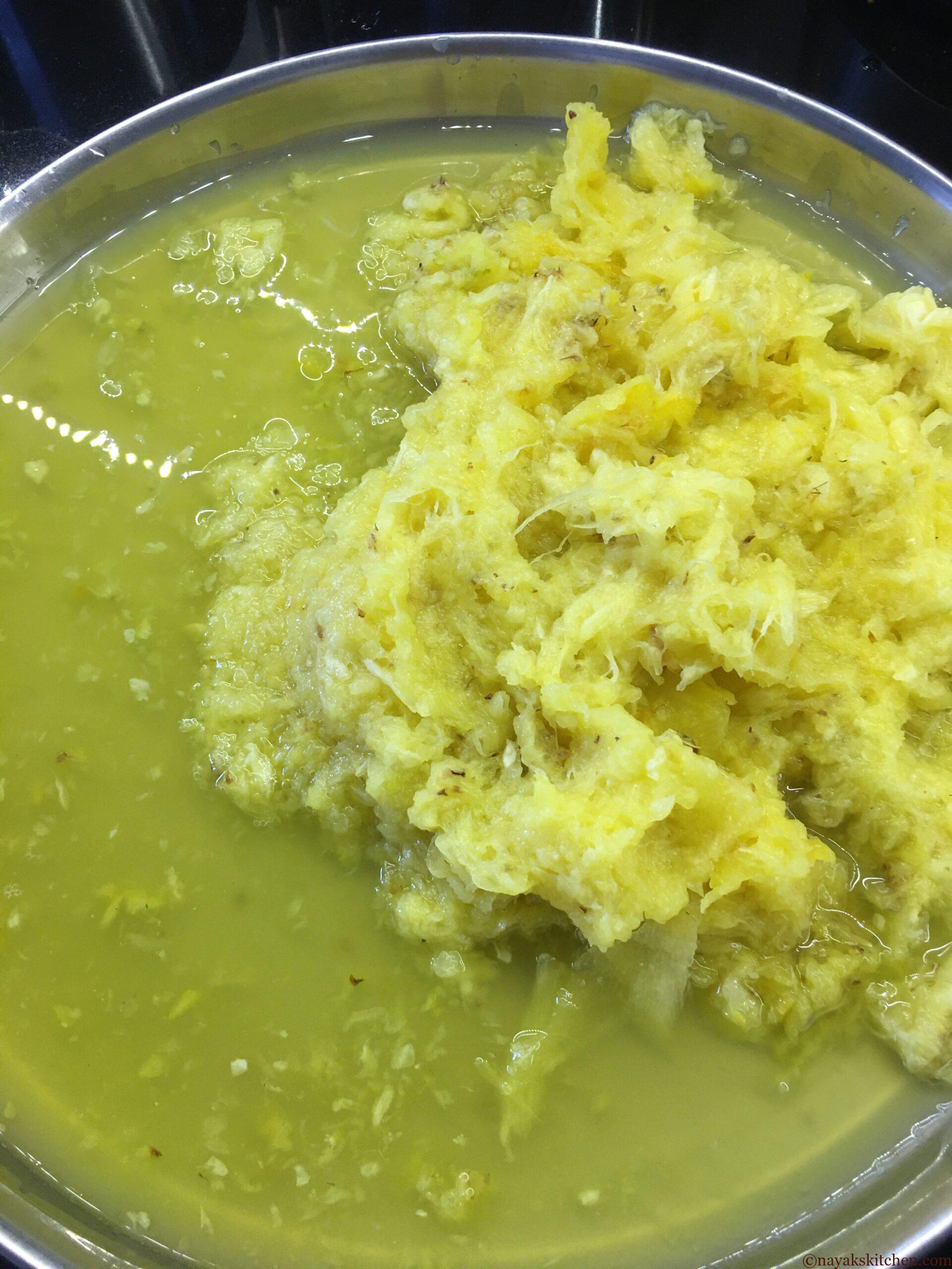 Grated pineapple with its juice