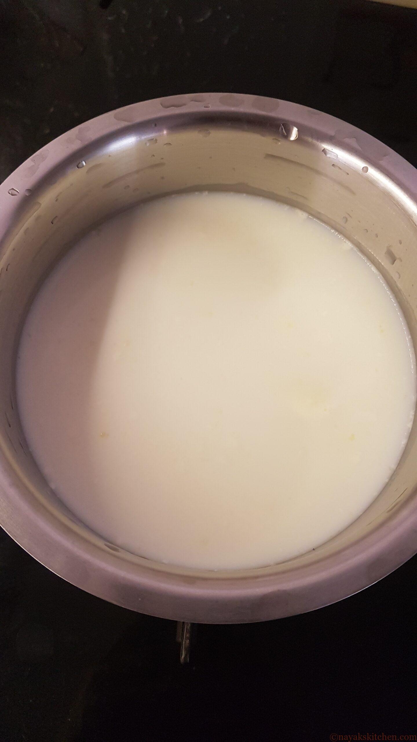 Heating milk until it comes to a boil