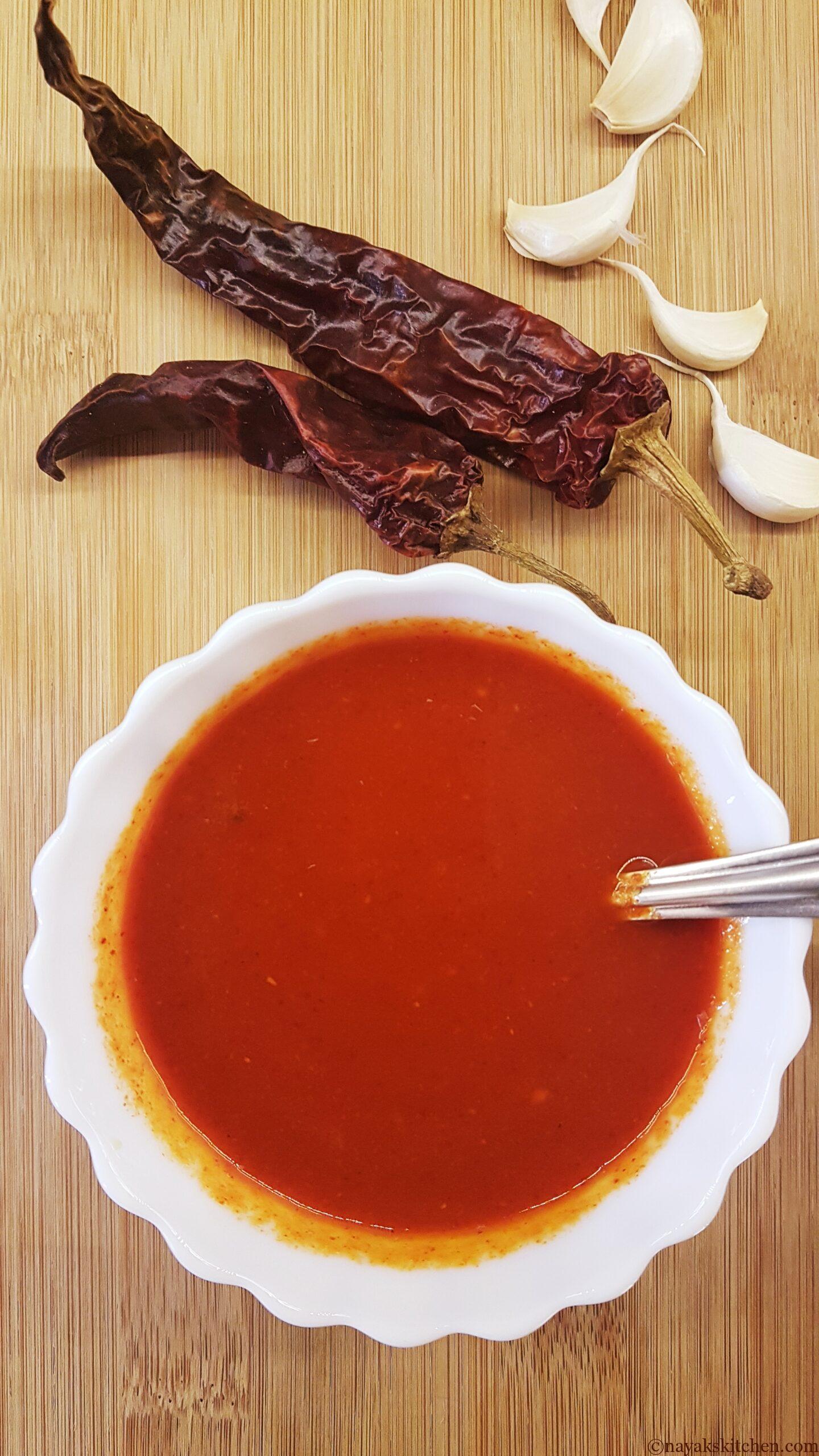 Red chilli-garlic chutney