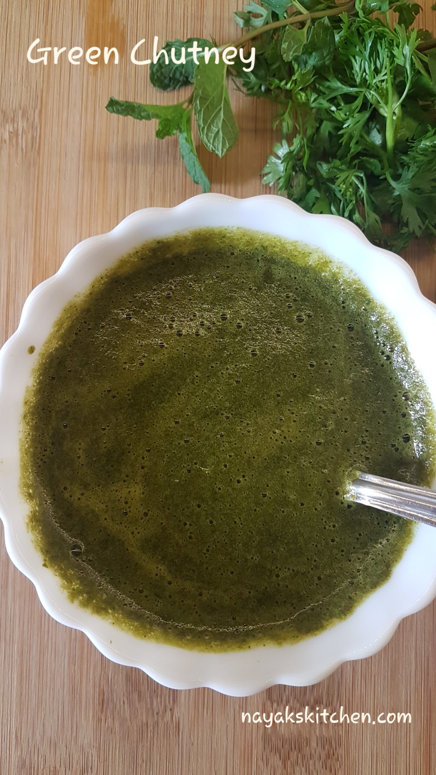 Green chutney in a bowl