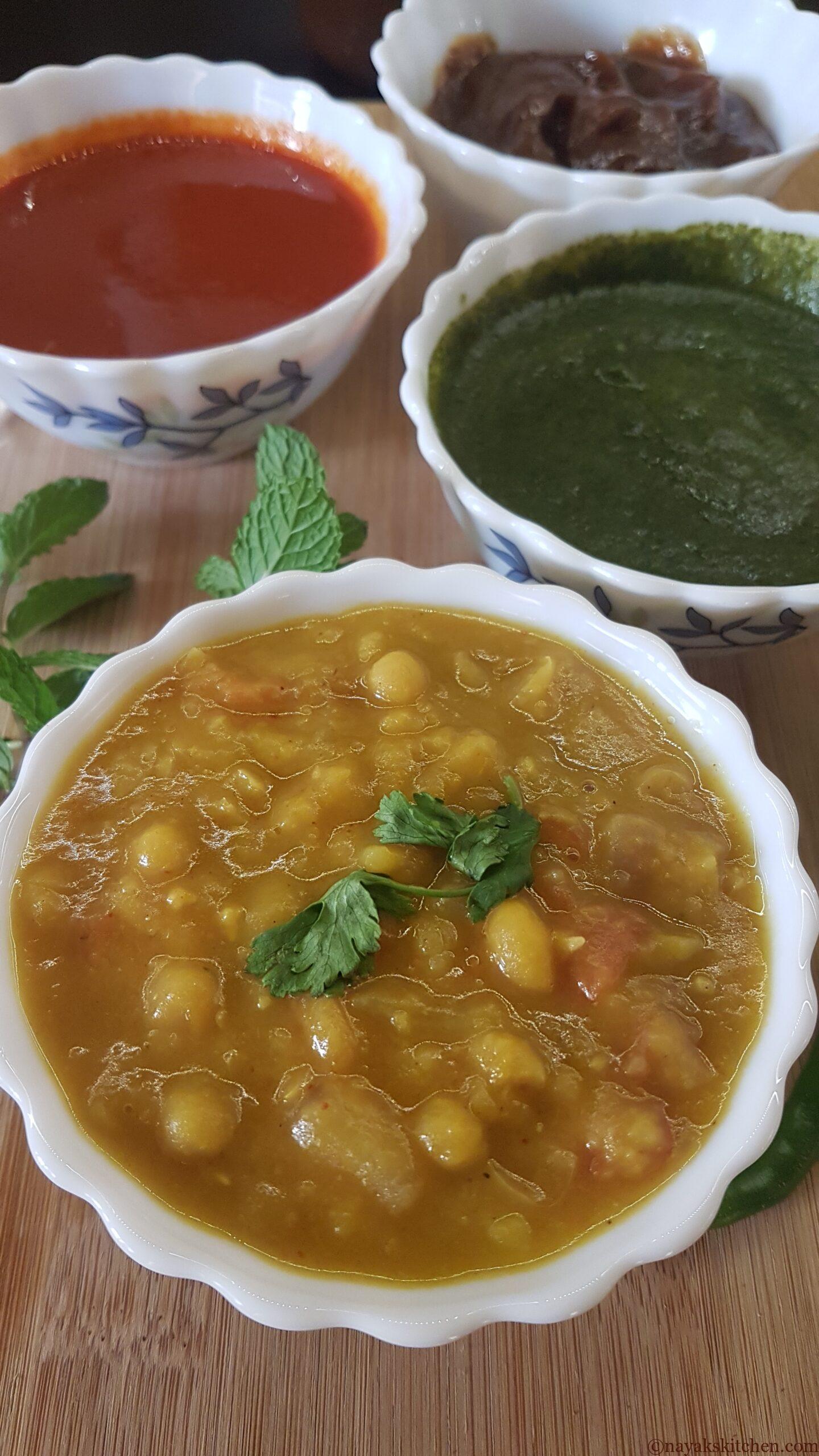 Ragda and chaat chutneys