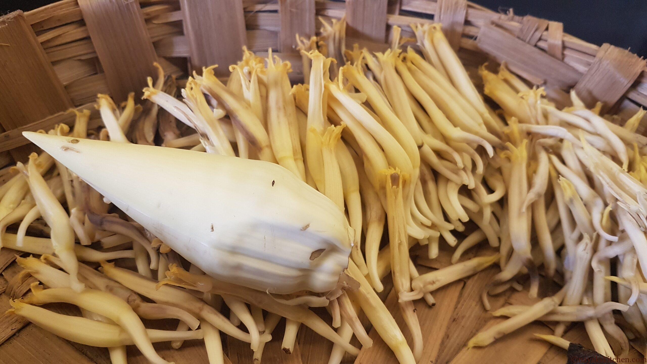 Flowers and core of a banana blossom