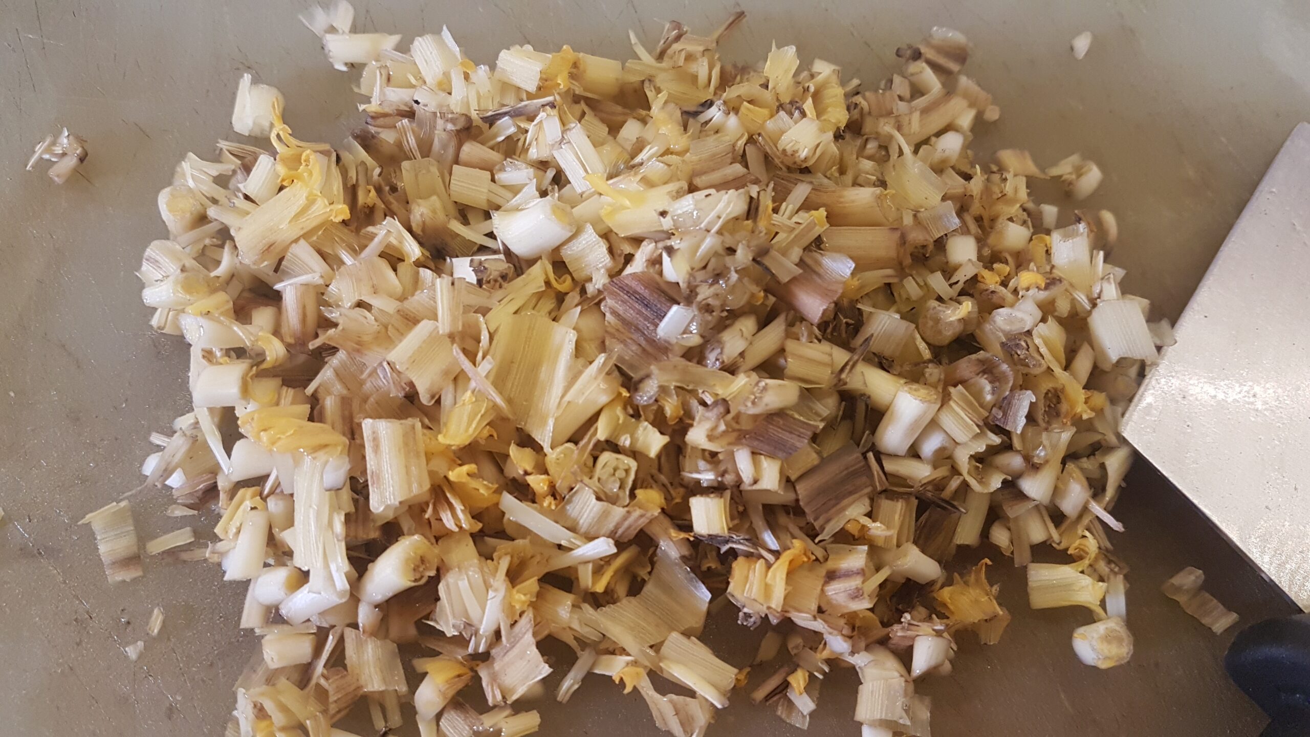 Chopped banana florets for kelfulachi bhaji