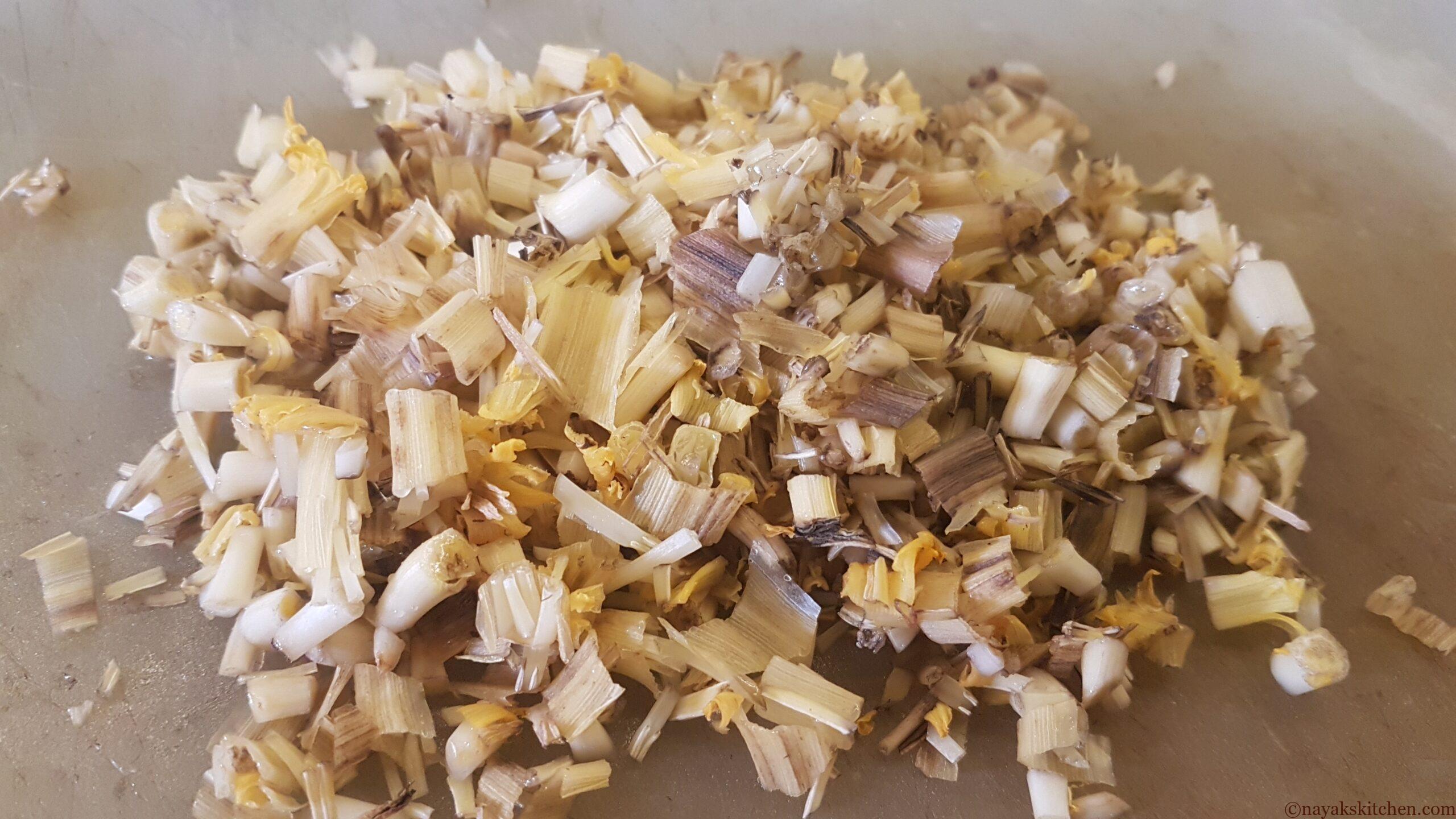 Chopped banana florets