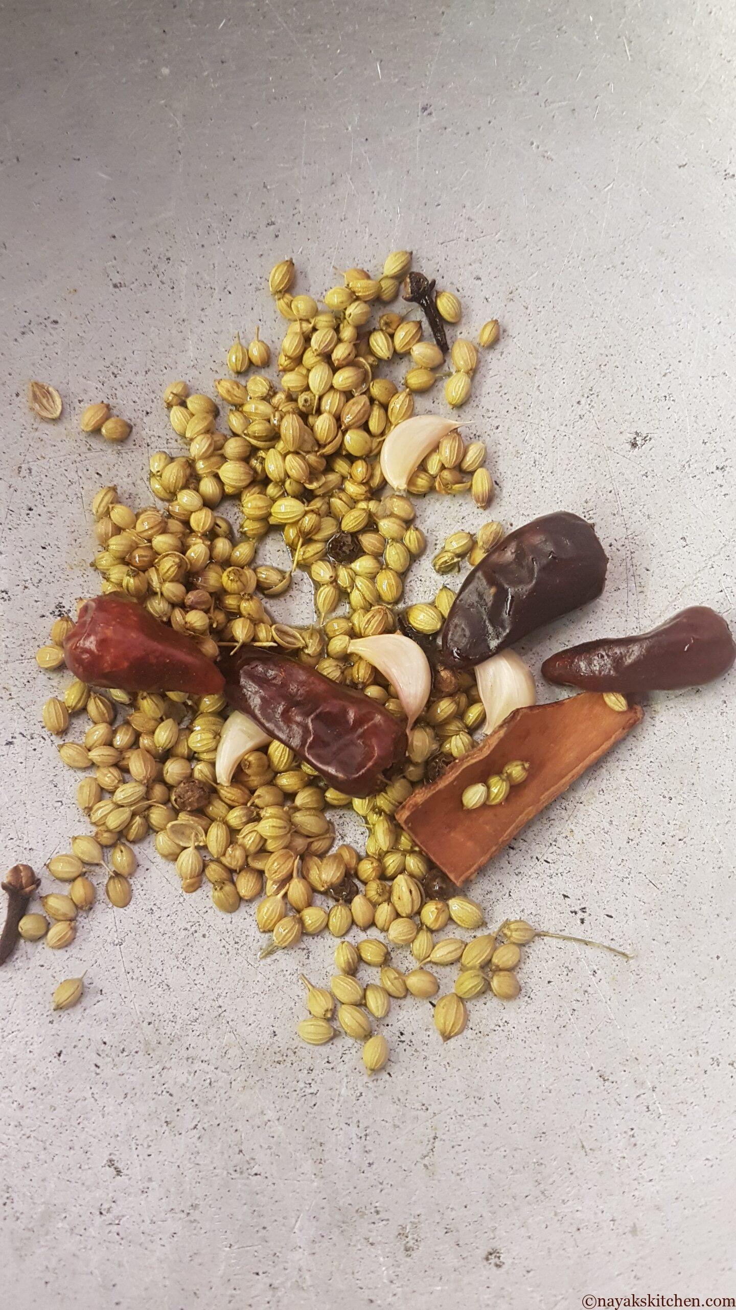 Roasting spices in oil