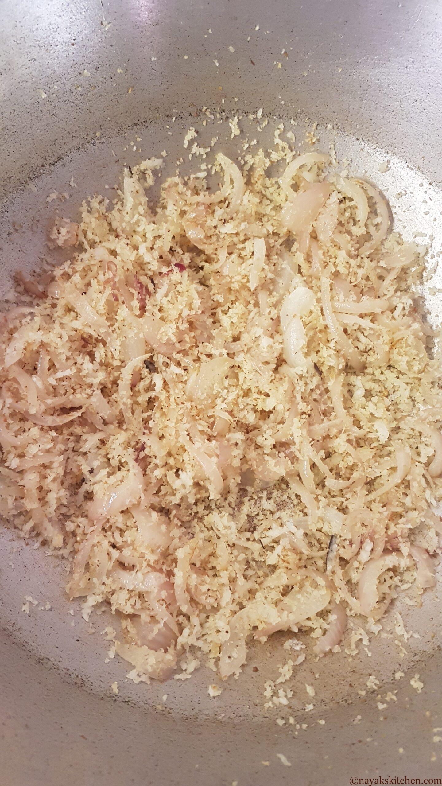 Sautéed onion and coconut