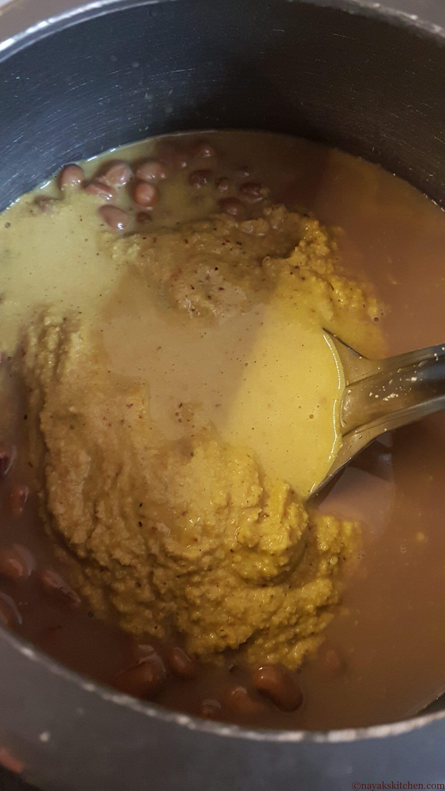 Adding water to desired consistency