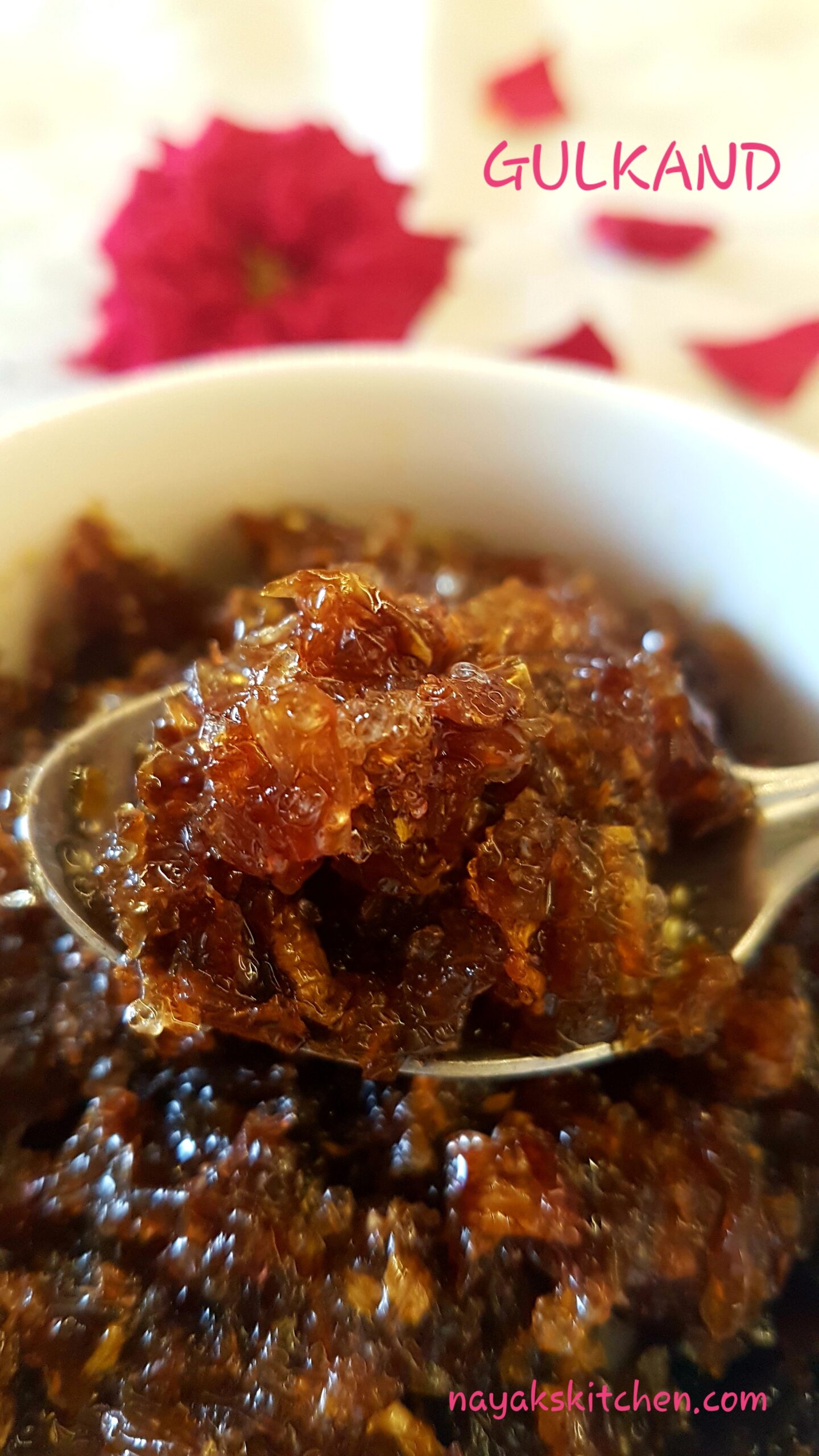 A spoon of fresh gulkand