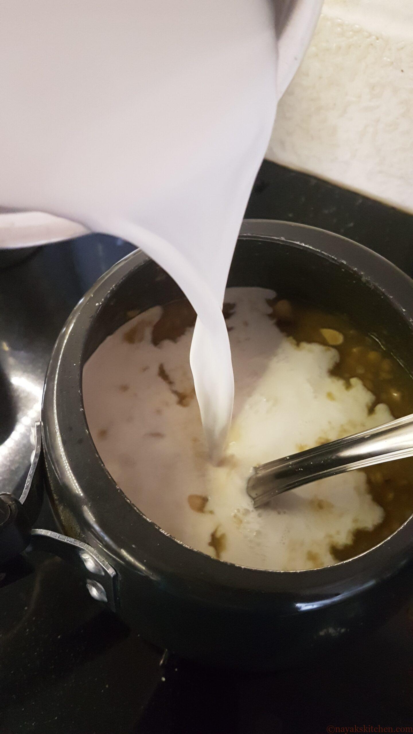Adding thick coconut milk