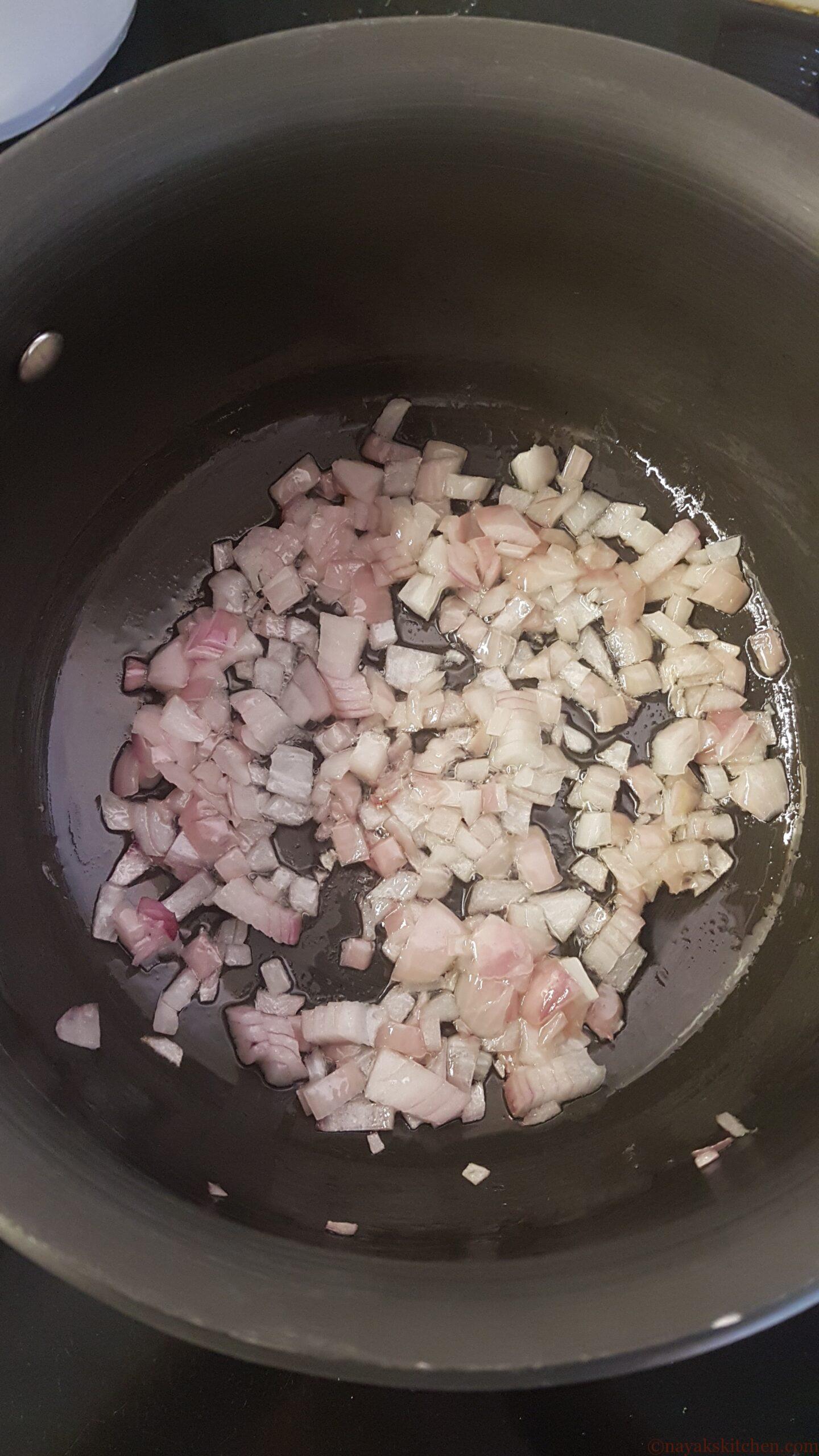 Sauteing till onion is soft