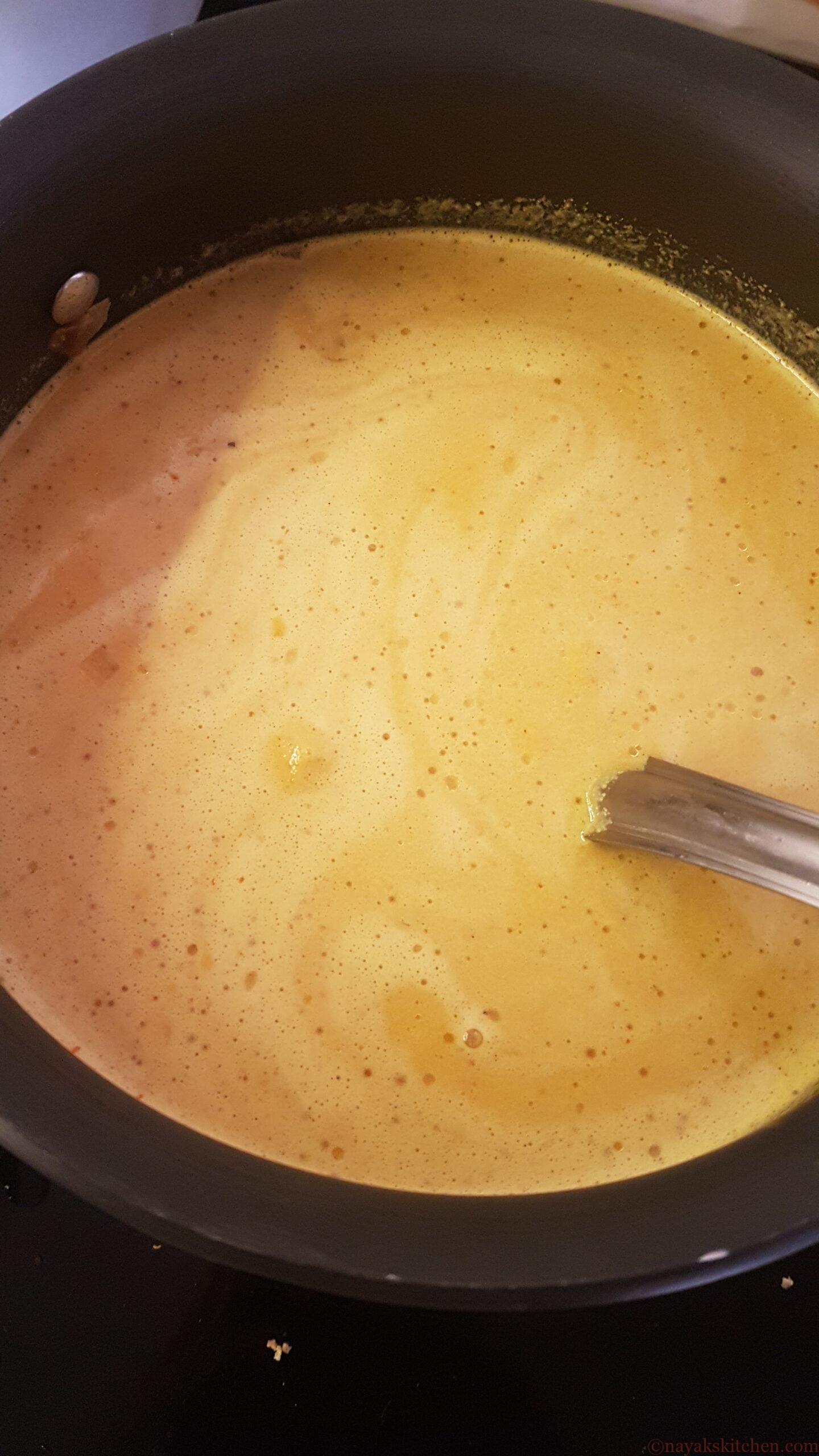 Adding water to desired consistency