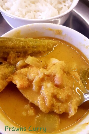 Prawns curry (with drumsticks and potatoes)