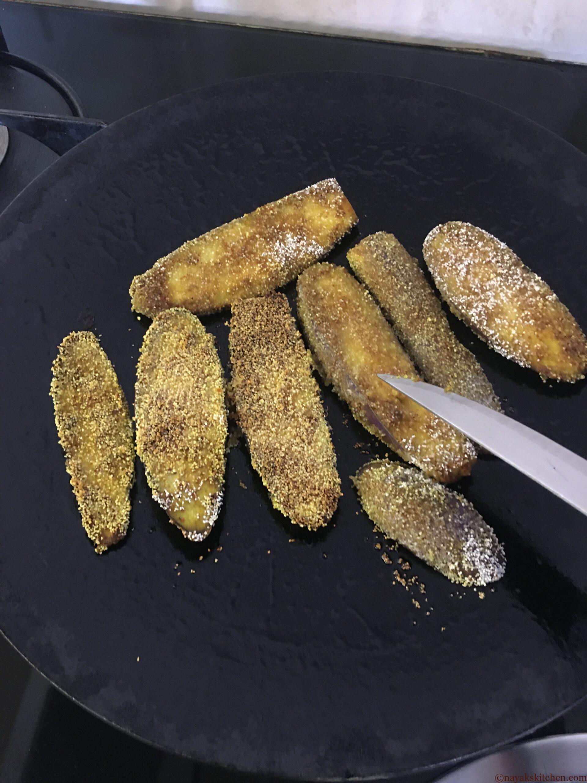 Flip the slices to fry other side