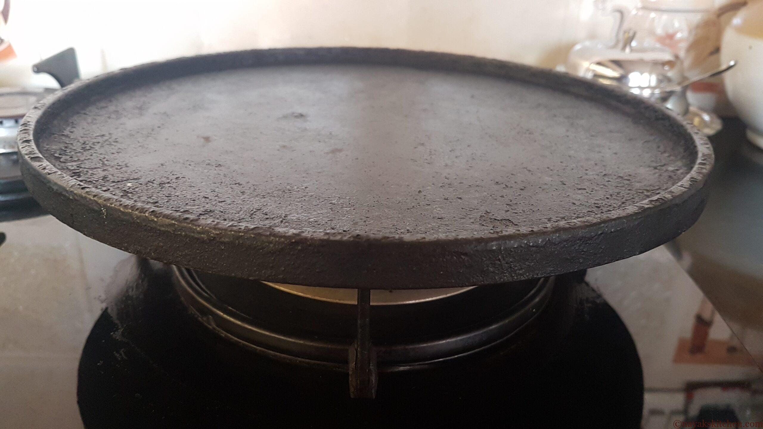 Heating a cast iron griddle