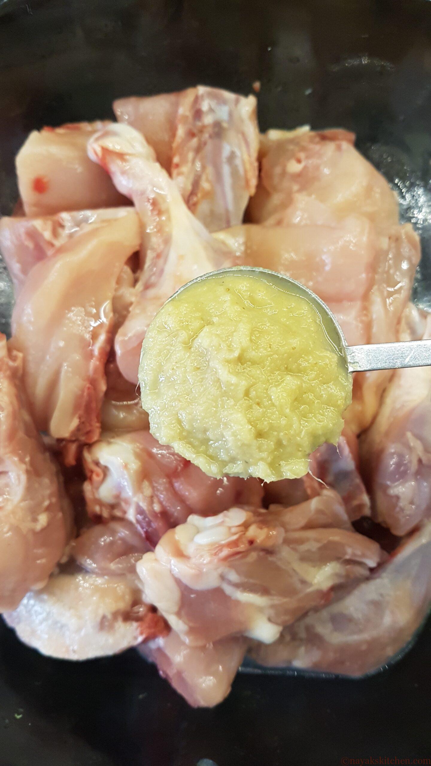 Marinating chicken - Adding ginger garlic paste