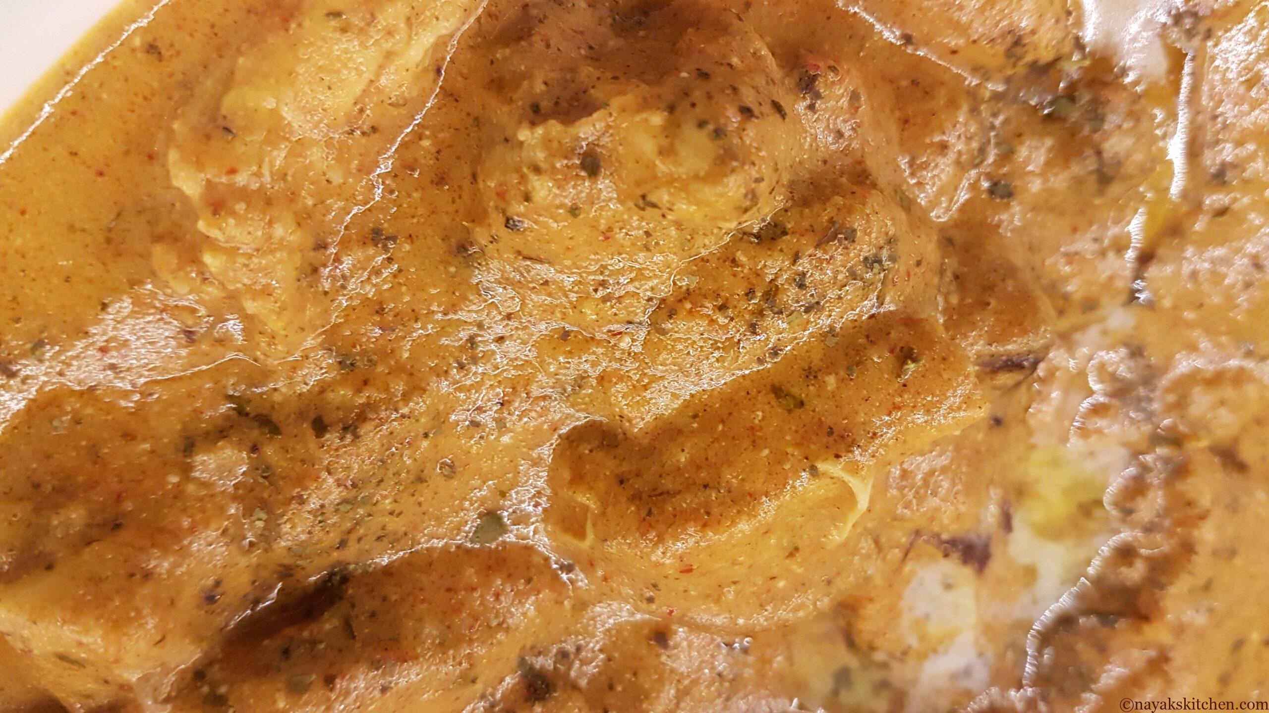 Close up of butter chicken