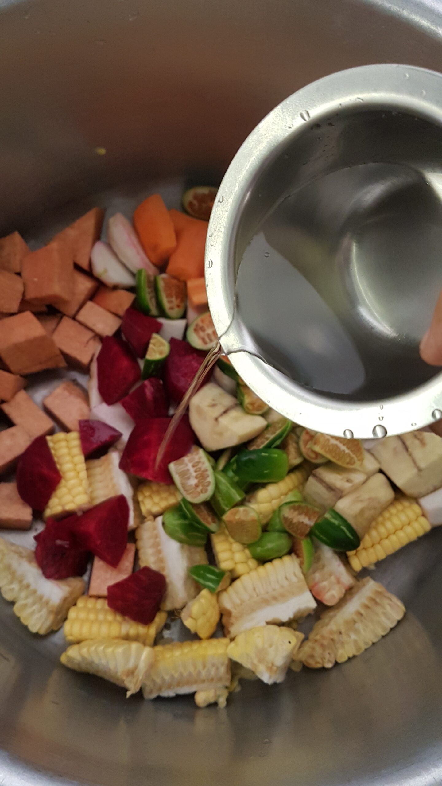 Adding water to cook veggies