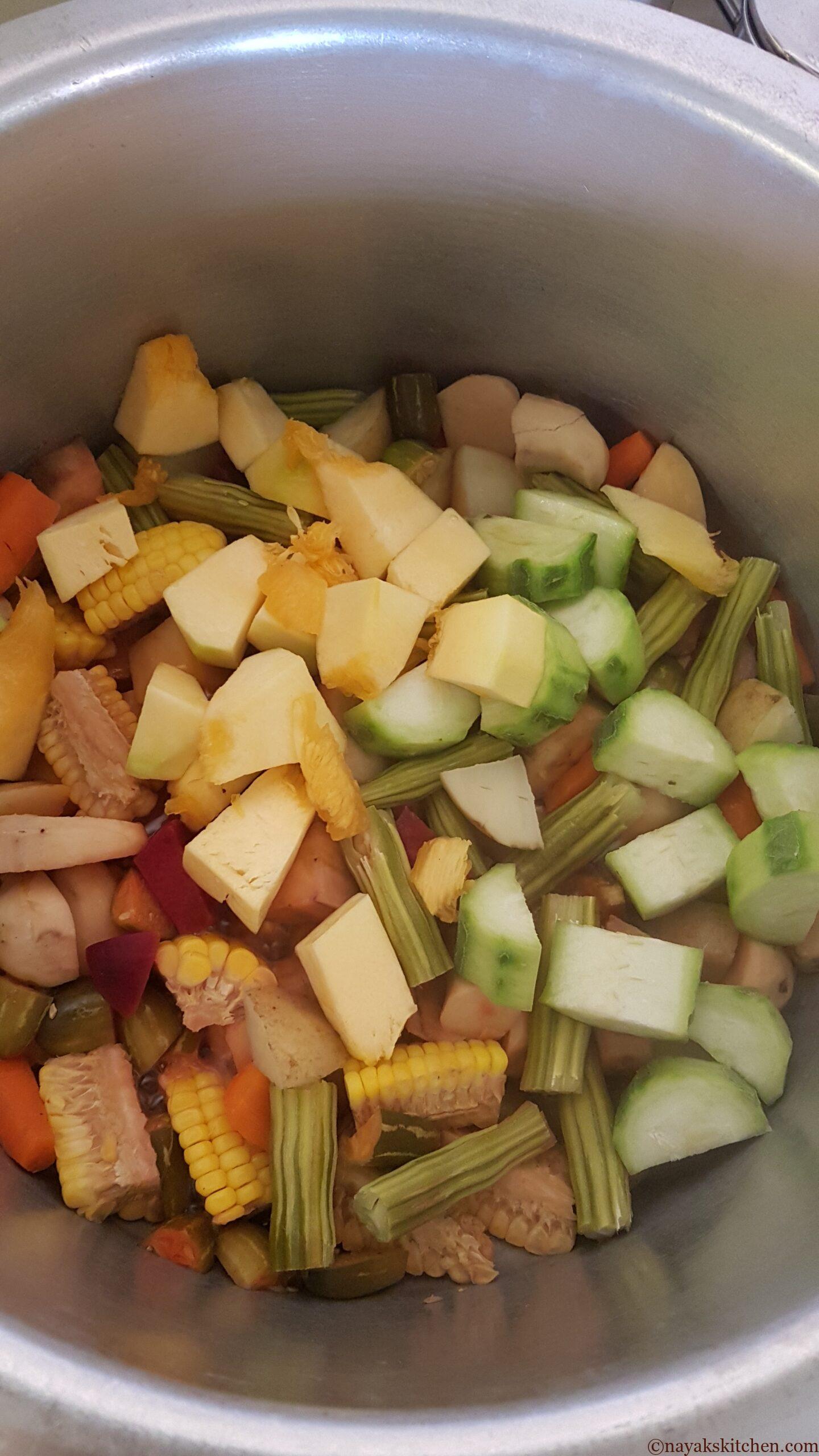 Adding pumpkin chunks