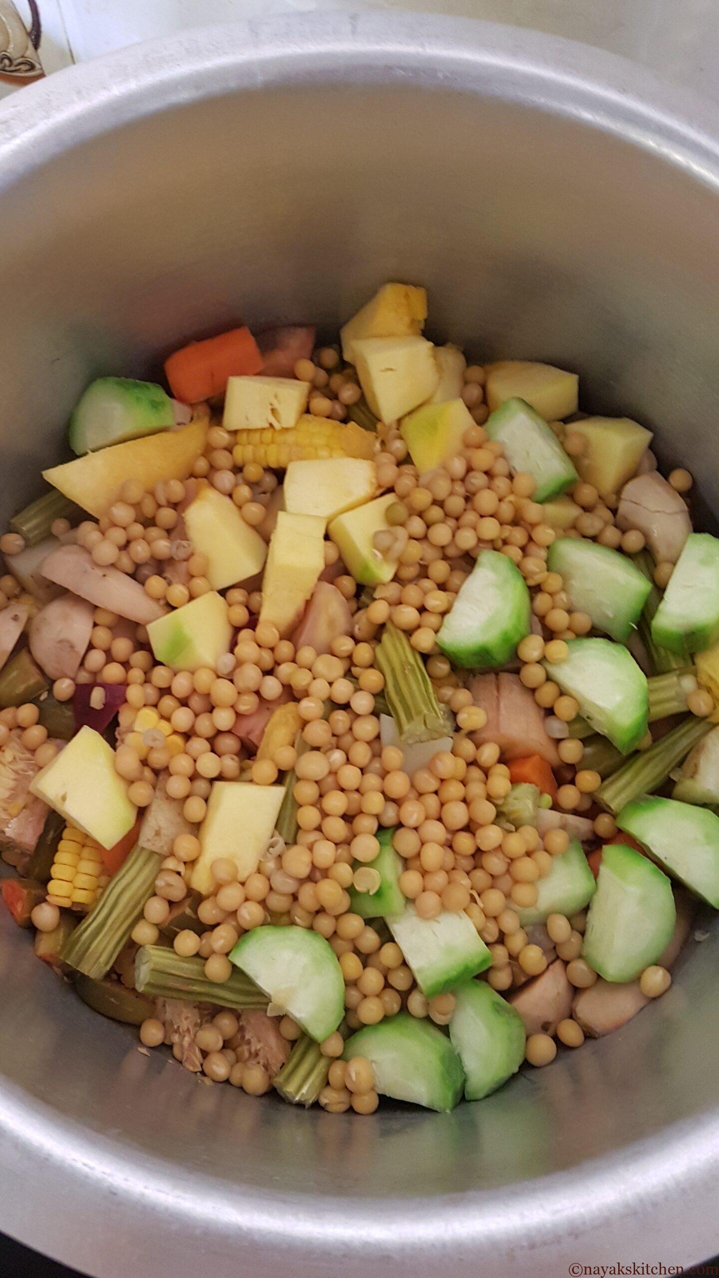 Adding cooked white peas