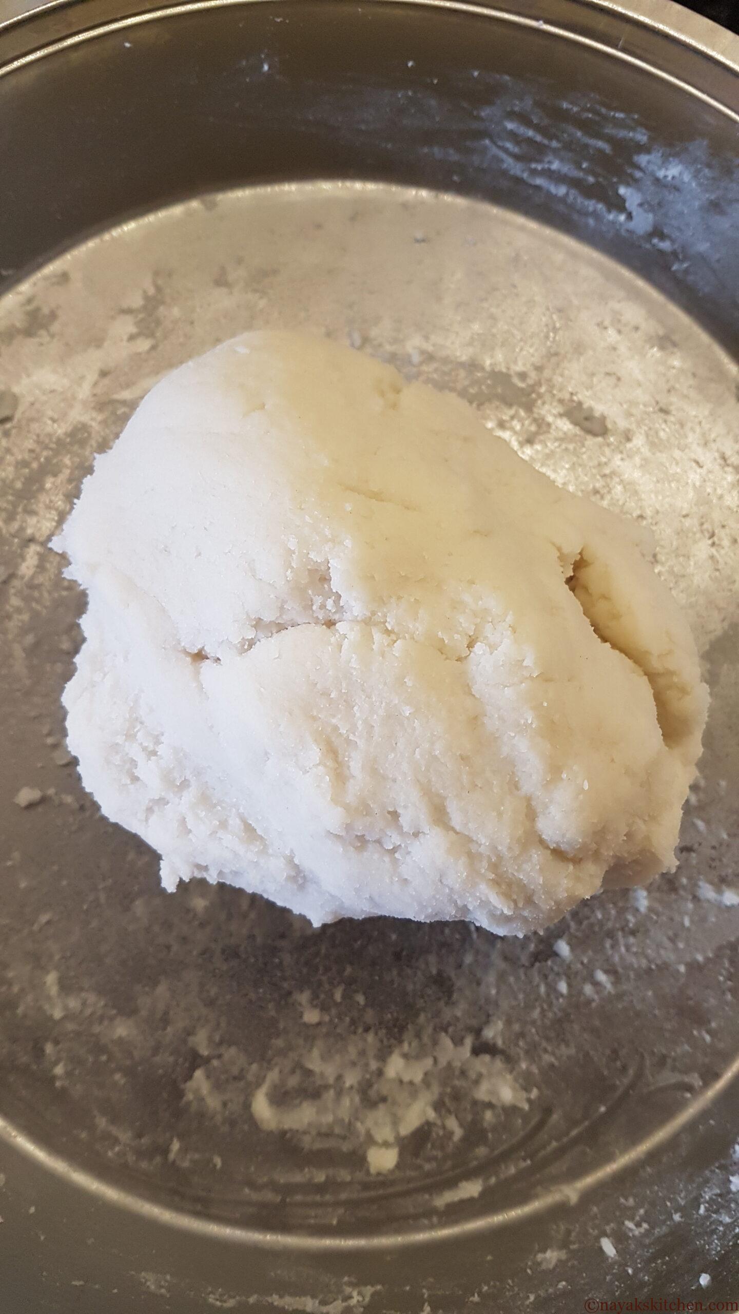 Kneading into a dough