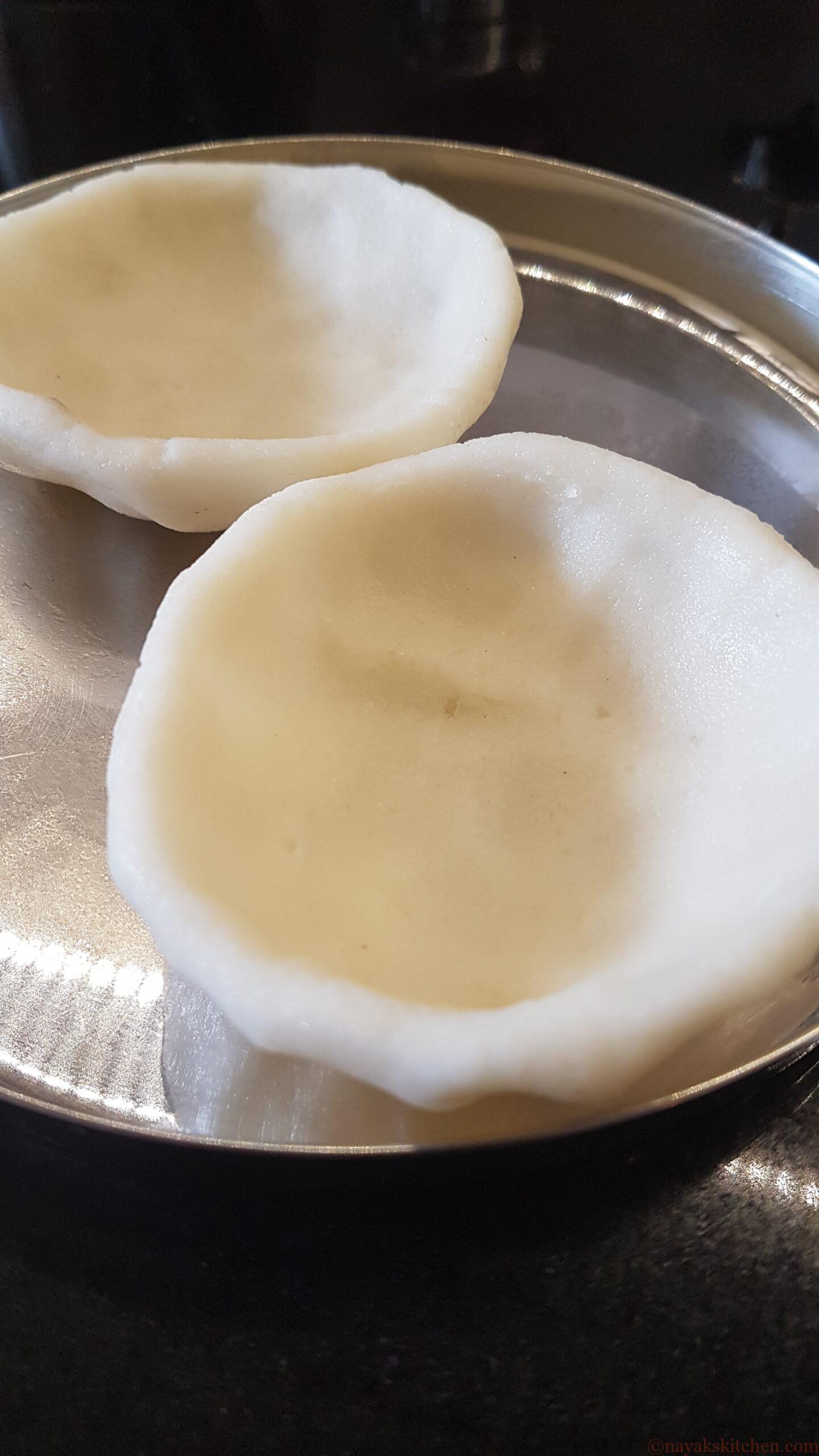 Molding the dough into cup shape