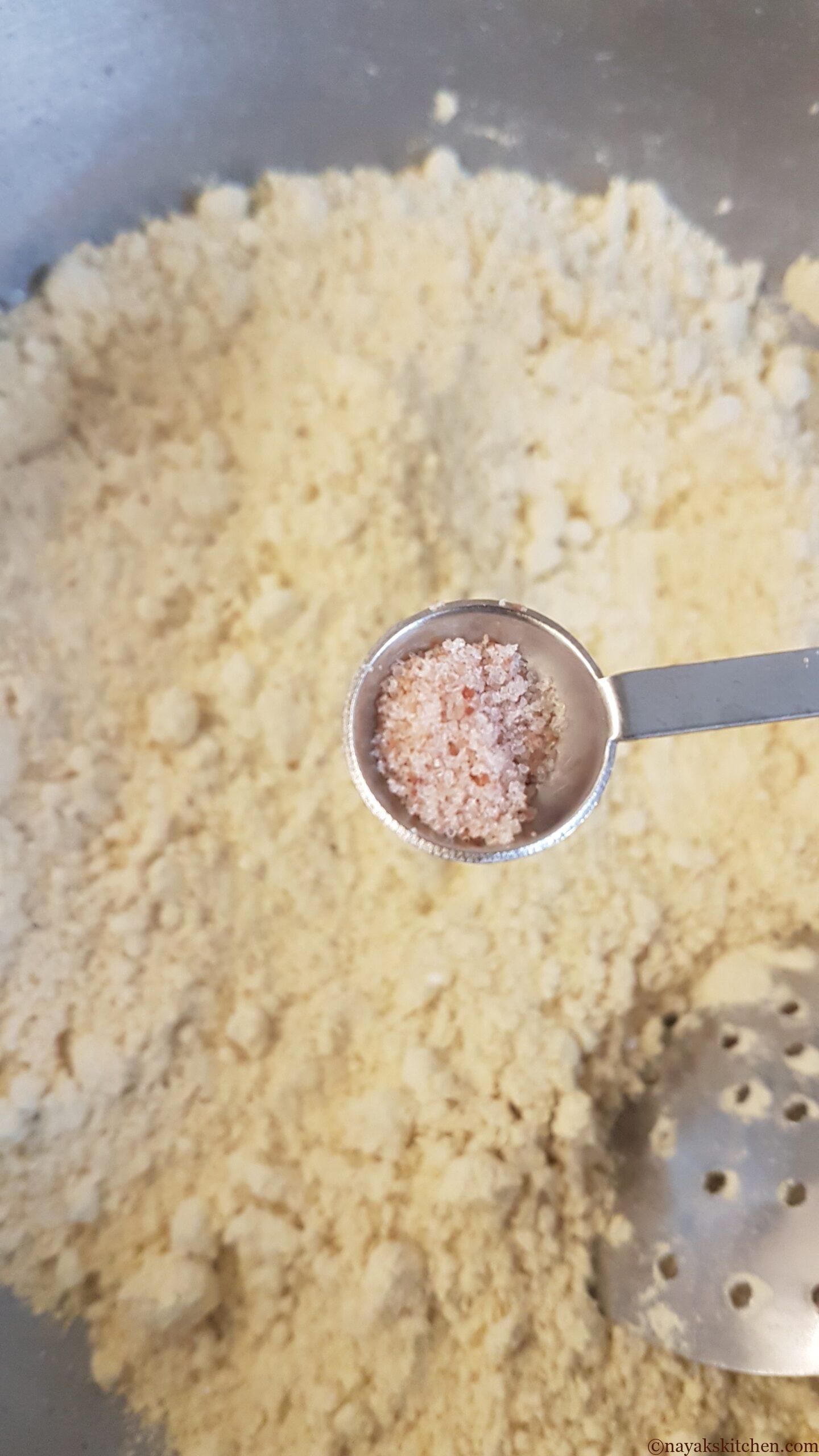 Adding salt to flour