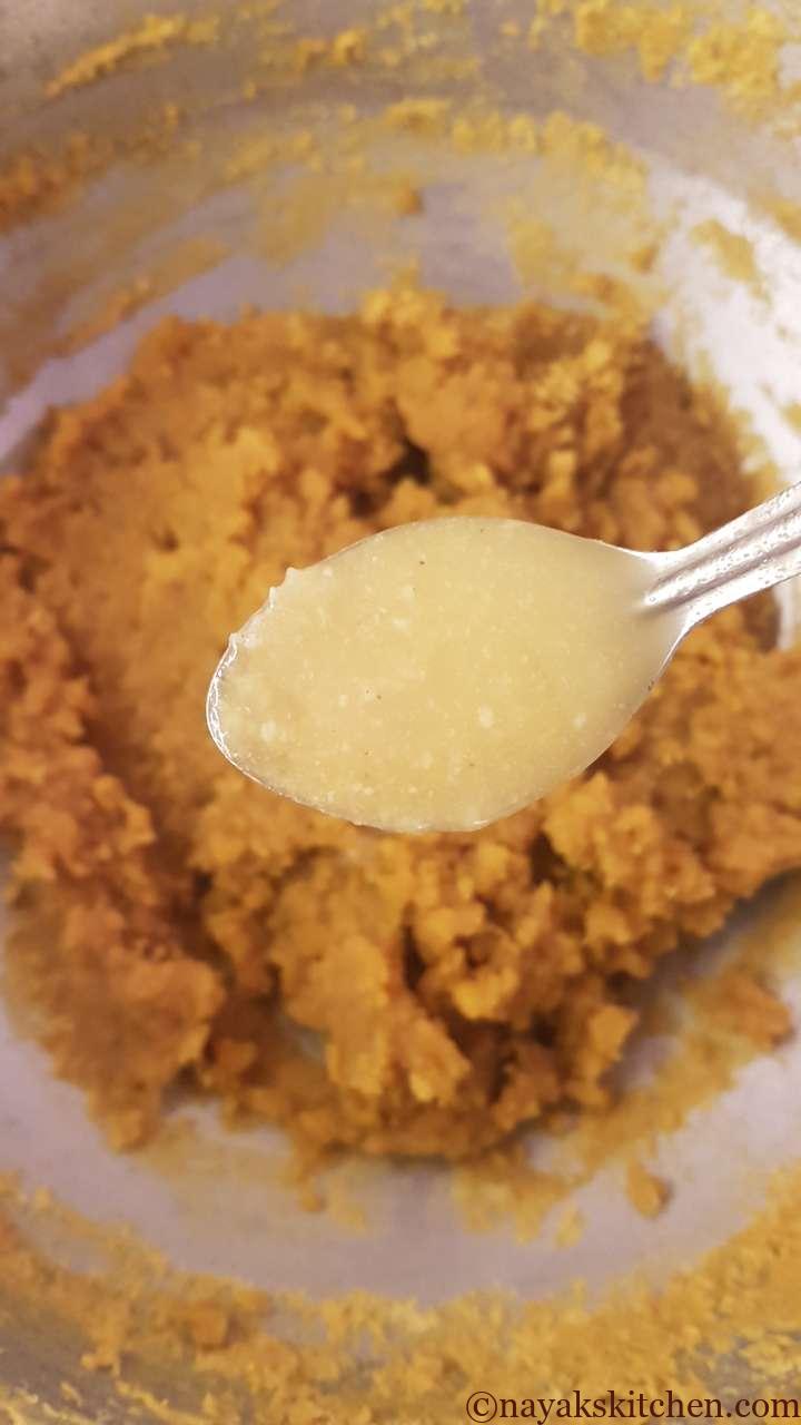 Adding ghee to puran