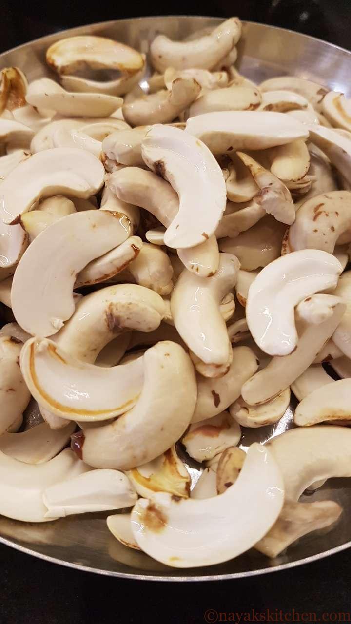 Peeled cashew nuts for Kaju Tonak